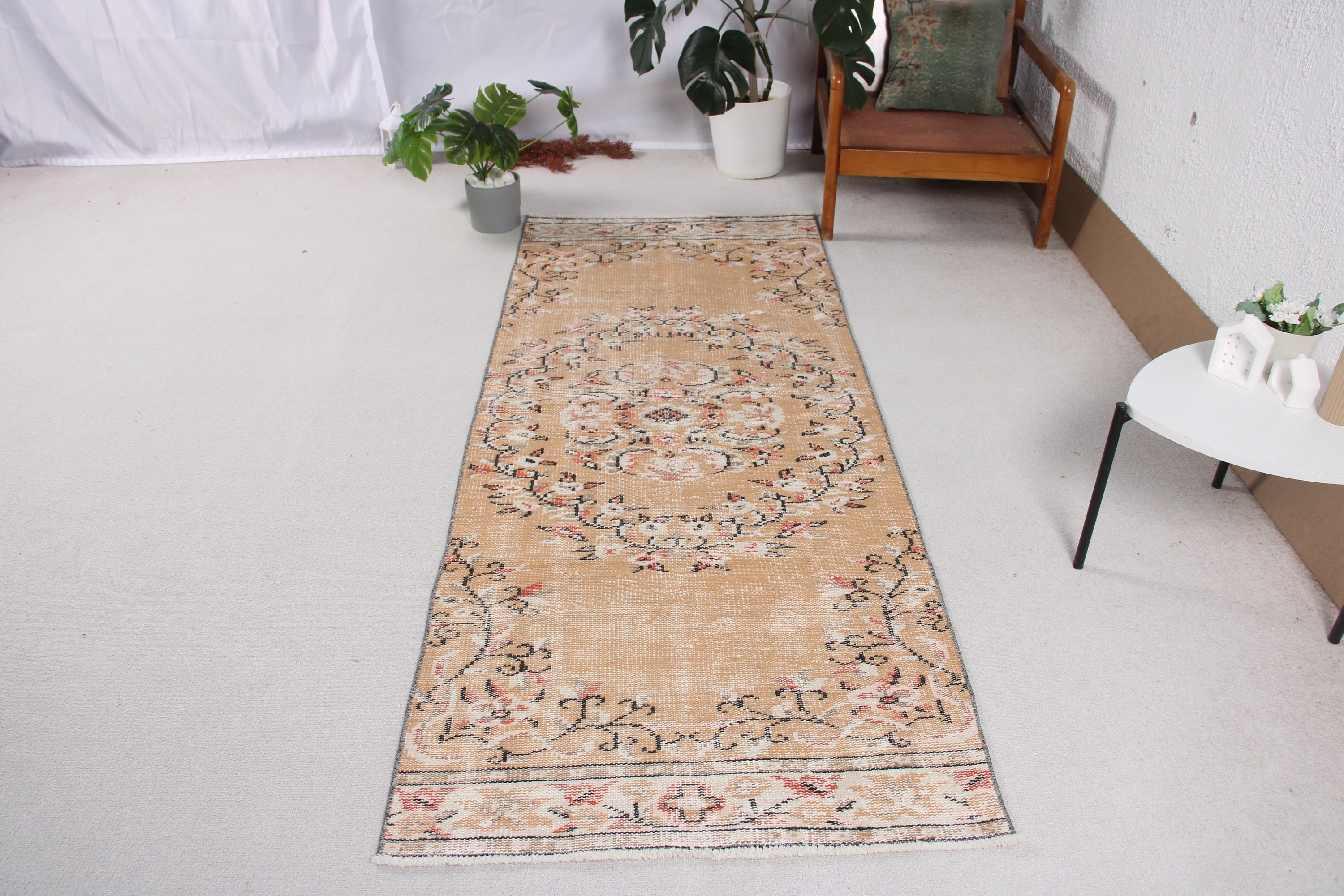 Vintage Rug, Oriental Rugs, Entry Rug, Brown Boho Rugs, 3x7.3 ft Accent Rugs, Luxury Rugs, Turkish Rug, Floor Rug, Rugs for Decorative