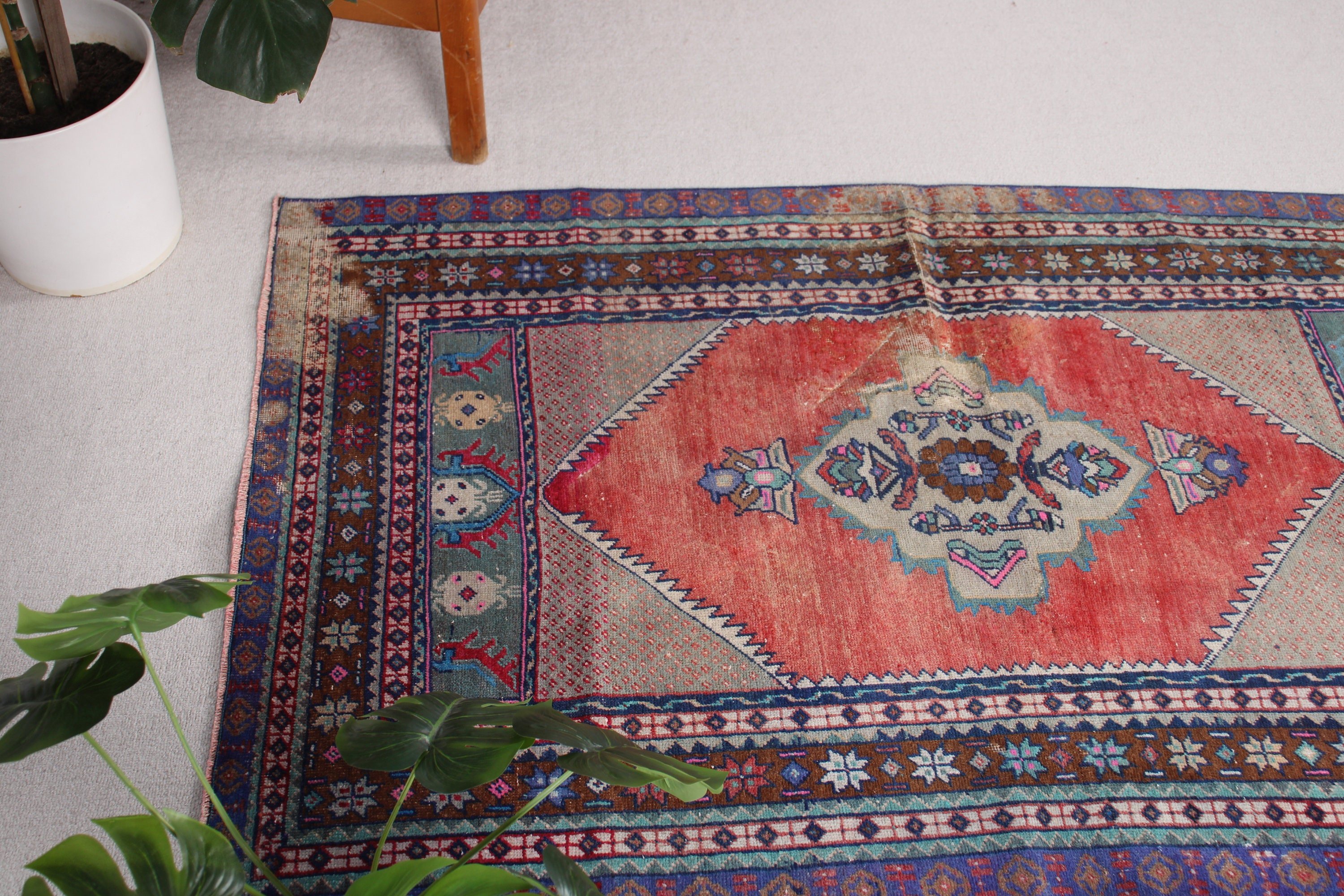 Turkey Rug, Turkish Rug, 3.4x5.5 ft Accent Rugs, Bedroom Rugs, Red Statement Rugs, Wool Rug, Anatolian Rugs, Vintage Rugs, Kitchen Rug