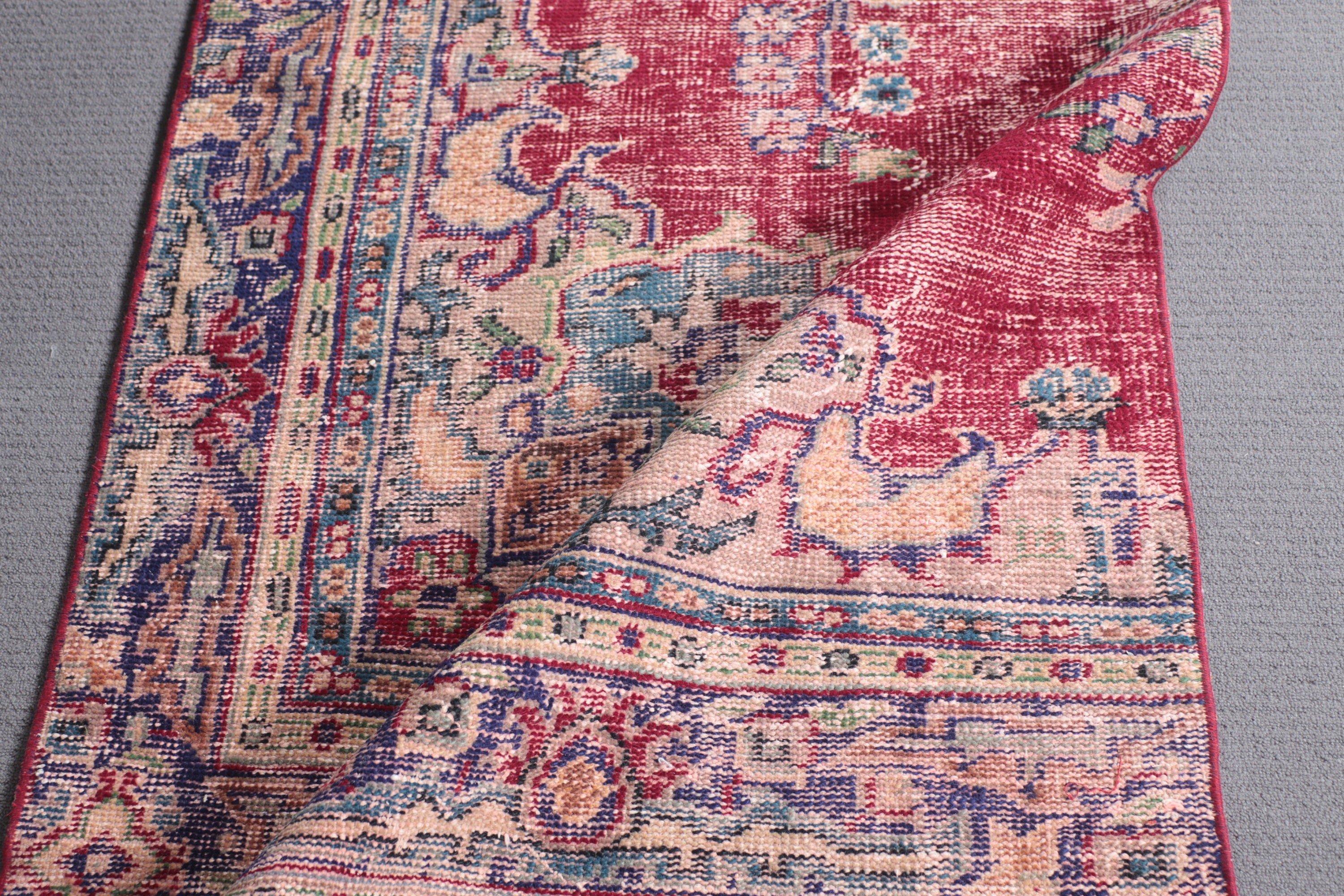 Vintage Halı, 3x9.7 ft Runner Halı, Vintage Runner Halıları, Oryantal Halılar, Koridor Halısı, Kırmızı Yer Halıları, Açıklama Halısı, Türk Halıları