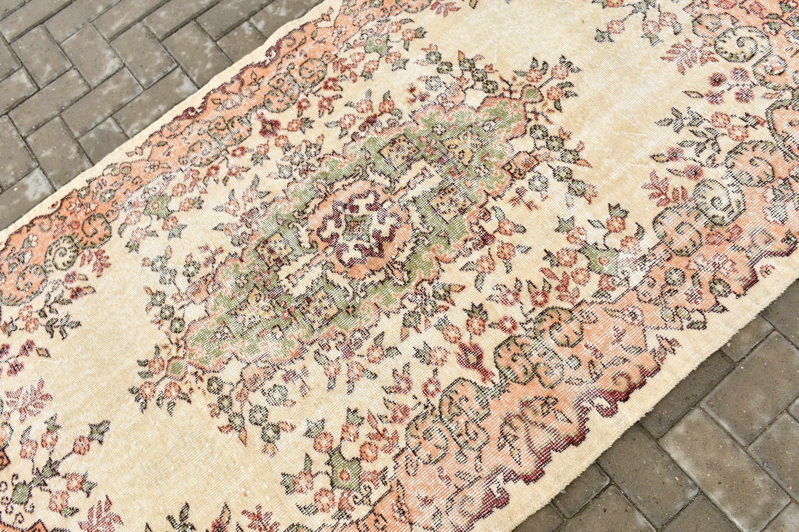 3.8x6.8 ft Area Rug, Floor Rug, Wool Rug, Beige Home Decor Rugs, Turkish Rug, Vintage Rug, Rugs for Bedroom, Living Room Rug, Moroccan Rug