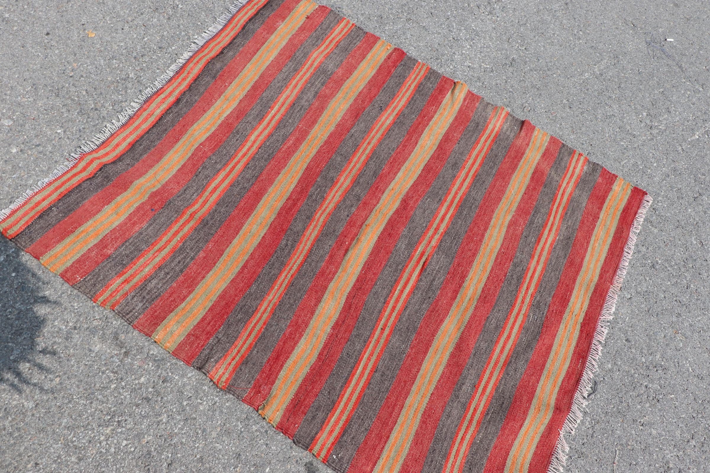 Kitchen Rug, Wool Rug, Nursery Rugs, Turkish Rug, Kilim, Red Moroccan Rug, 3.7x4.3 ft Accent Rug, Bedroom Rug, Rugs for Entry, Vintage Rug