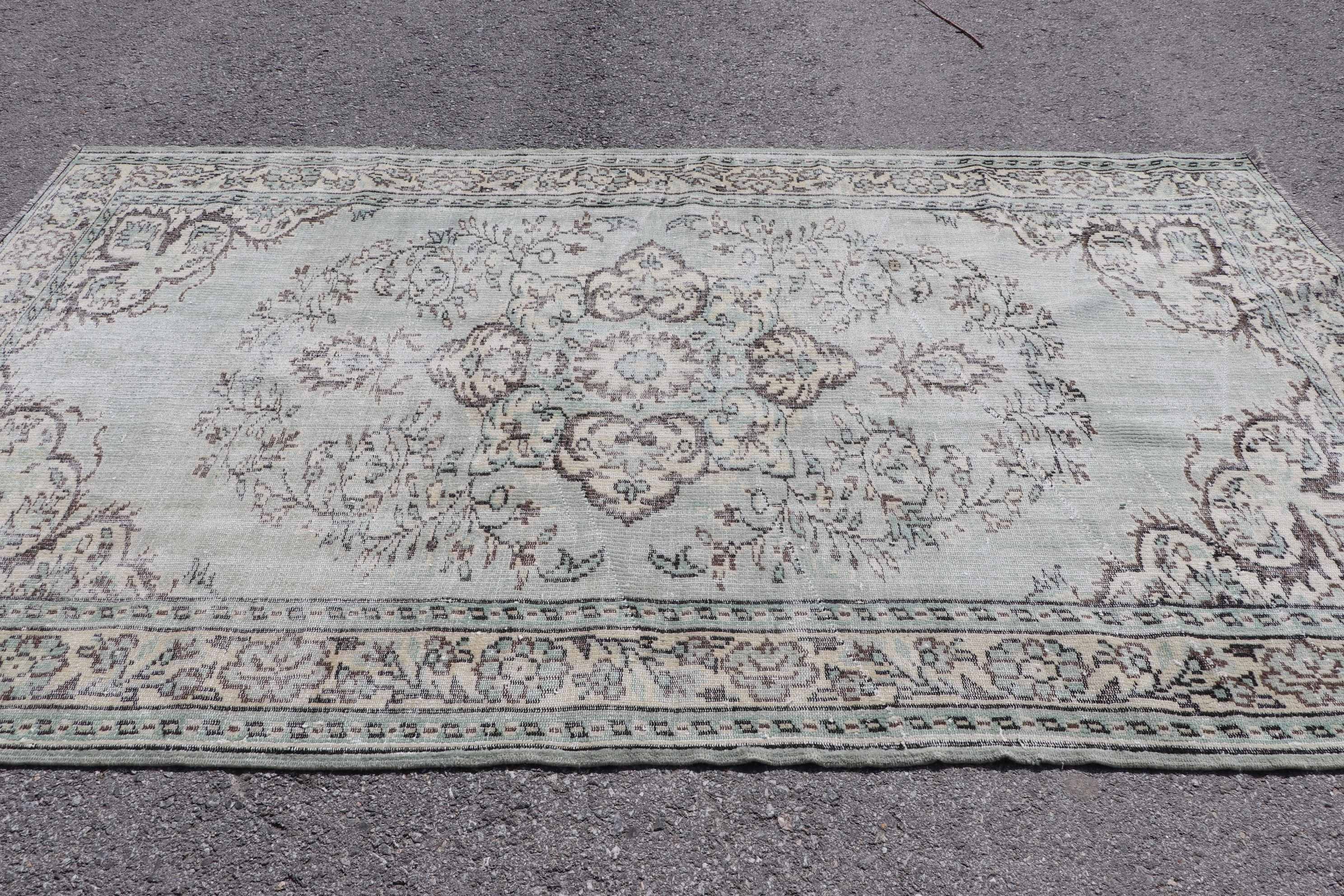 5.8x9.8 ft Büyük Halı, Eskitilmiş Halı, Vintage Halı, Yemek Odası Halısı, Türk Halısı, Yatak Odası Halıları, Oushak Halısı, Yeşil Oryantal Halılar, Havalı Halılar