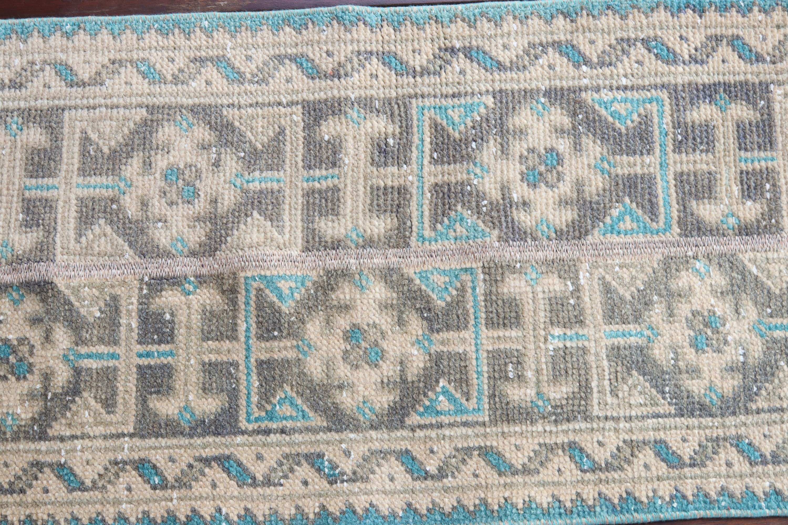 Blue Luxury Rugs, Kitchen Rug, Turkish Rug, Corridor Rug, Boho Rugs, Vintage Rugs, 1.3x5.2 ft Runner Rug, Beni Ourain Runner Rug, Aztec Rug