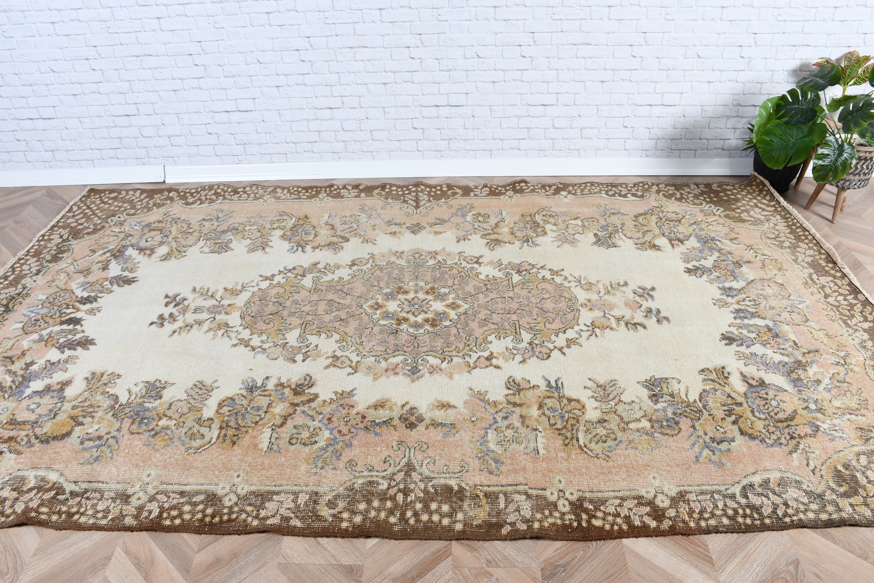 Türk Halıları, Yatak Odası Halısı, Oryantal Halı, Büyük Boho Halısı, Vintage Halılar, 6.1x10.3 ft Büyük Halı, Oturma Odası Halıları, Bej Modern Halı