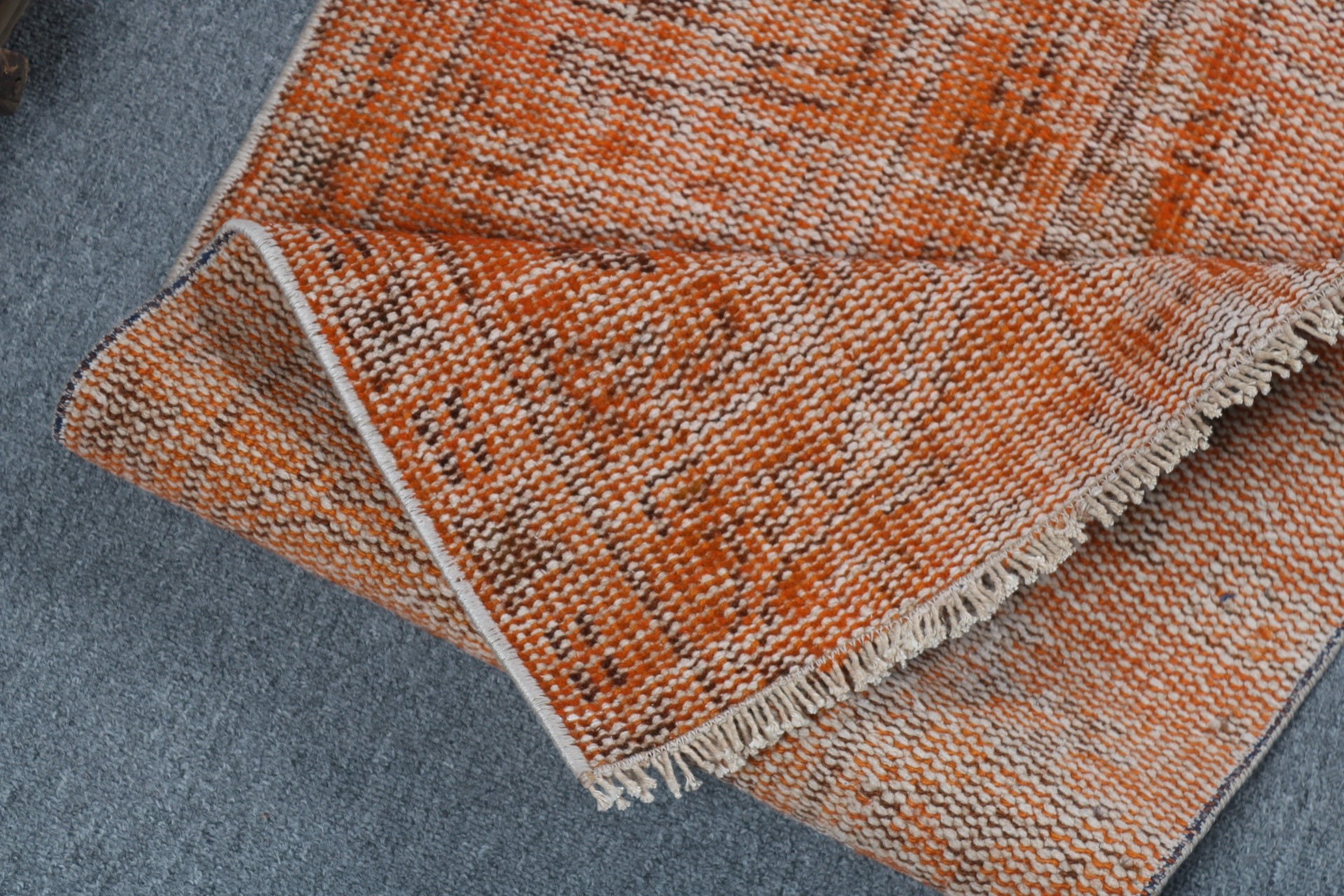 Handwoven Rug, Orange Flatweave Rug, Geometric Rug, Luxury Rugs, Turkish Rugs, 1.5x3 ft Small Rugs, Car Mat Rug, Kitchen Rug, Vintage Rugs