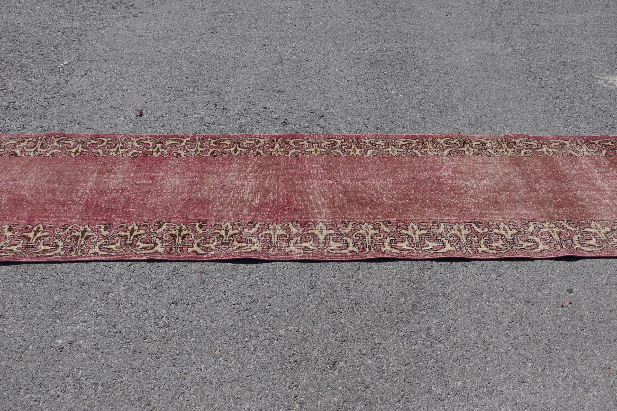 Red Moroccan Rugs, Vintage Rugs, Corridor Rug, Wool Rugs, Oriental Rugs, Stair Rug, 2.5x12.3 ft Runner Rug, Rugs for Kitchen, Turkish Rugs