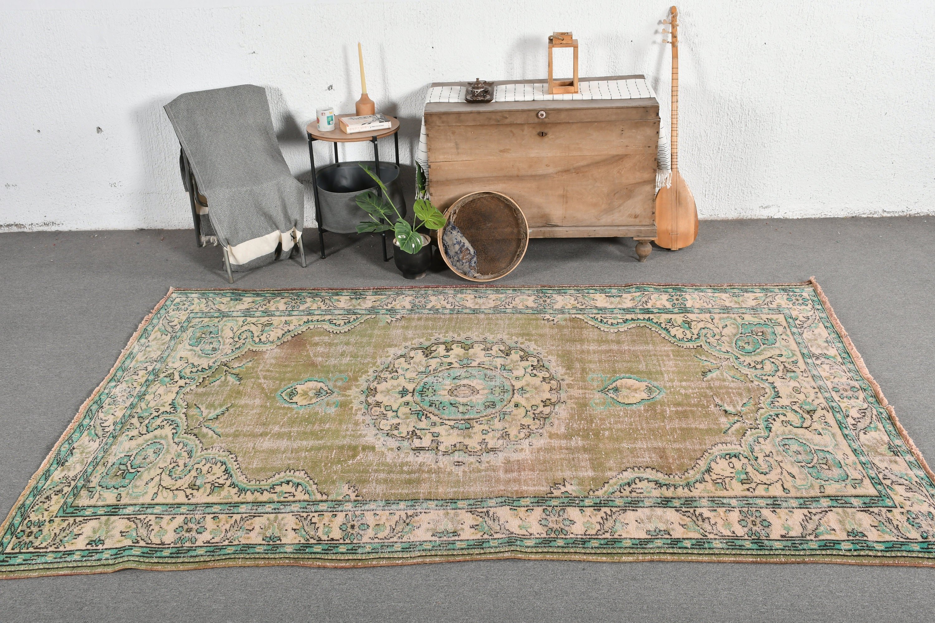 Anatolian Rug, Living Room Rug, 6x9.1 ft Large Rug, Green Oushak Rug, Antique Rug, Boho Rug, Vintage Rugs, Dining Room Rugs, Turkish Rug