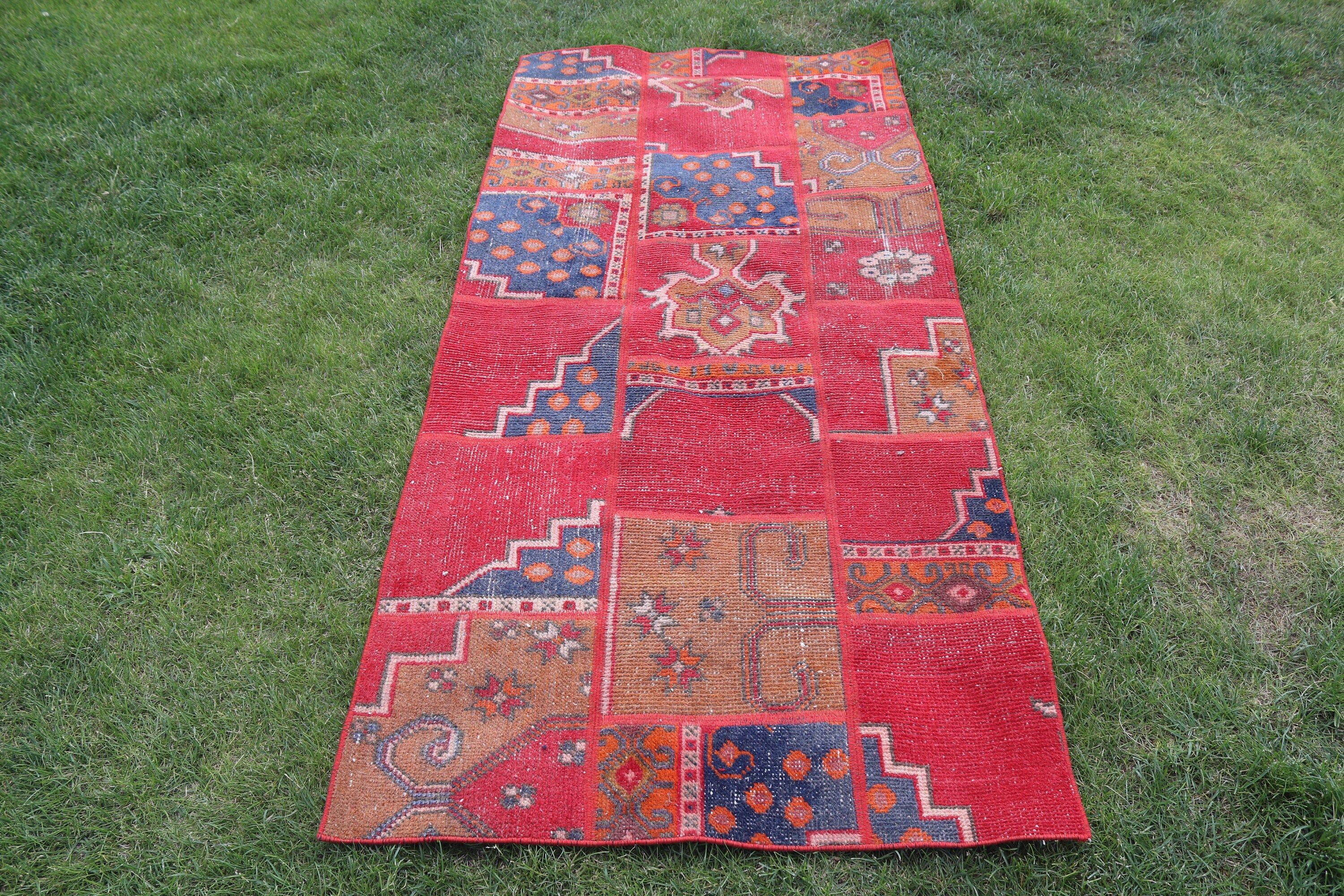 Turkish Rug, Rugs for Boho Accent, Vintage Rugs, Bedroom Rugs, Nursery Rugs, 3x6.7 ft Accent Rugs, Red Boho Rugs, Floor Rugs, Cool Rugs