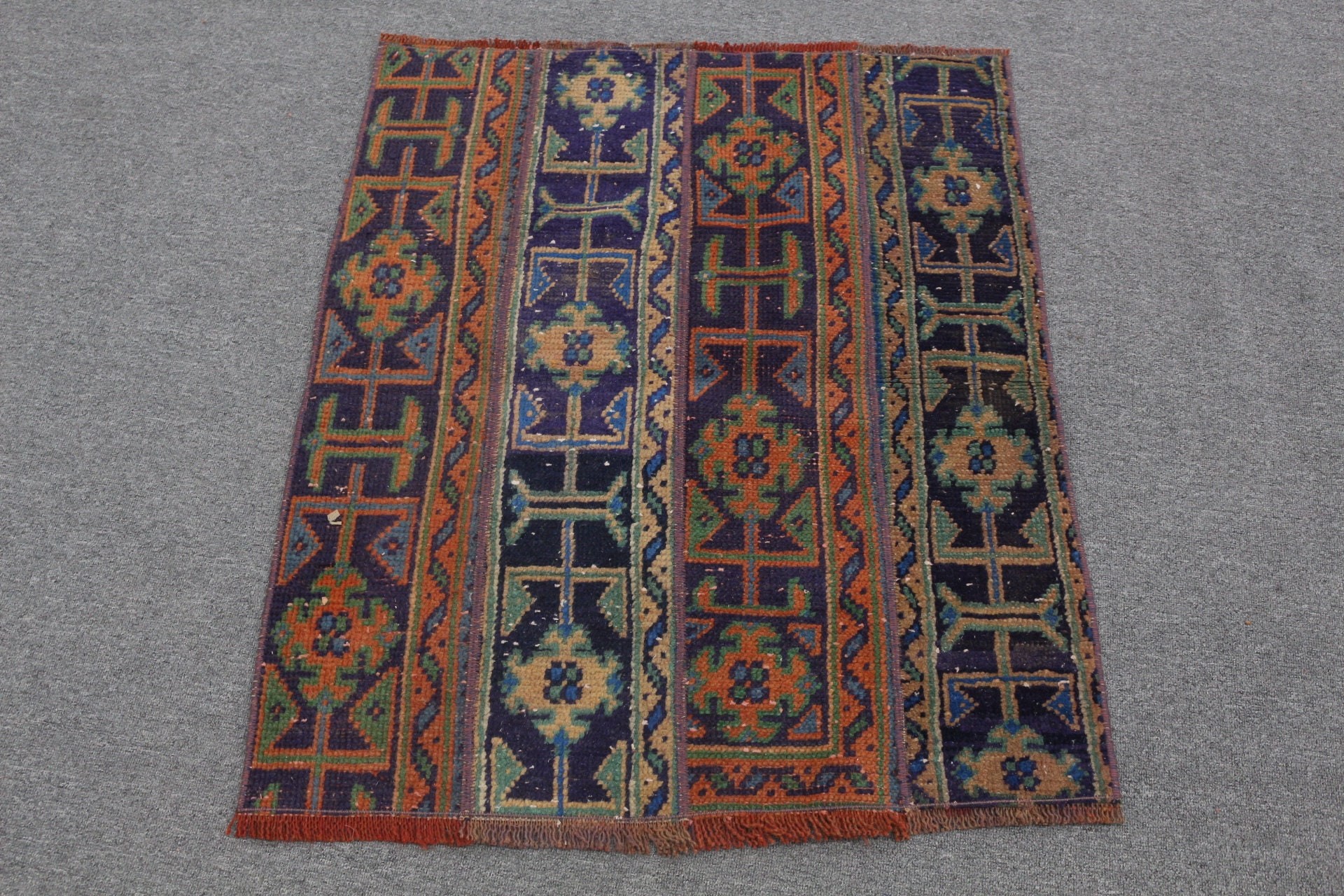 Rugs for Door Mat, Vintage Rugs, Wool Rug, Turkish Rug, Dorm Rug, Anatolian Rug, Orange  2.6x3.1 ft Small Rug, Bathroom Rug