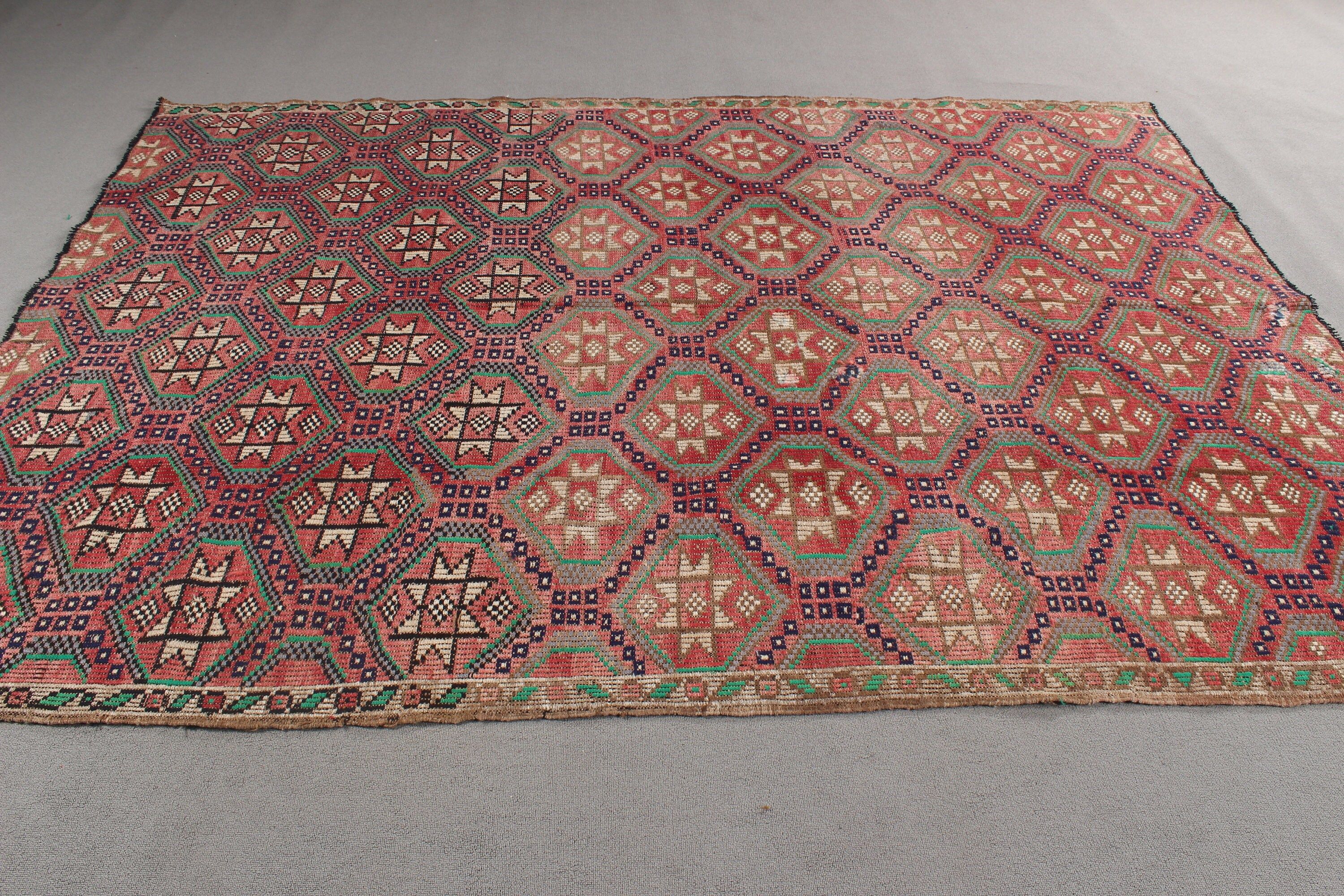 Dekoratif Halı, Mavi Yatak Odası Halıları, Oryantal Halılar, 6,5x8,7 ft Büyük Halılar, Kilim, Vintage Halılar, Büyük Oushak Halısı, Türk Halıları, Anadolu Halısı