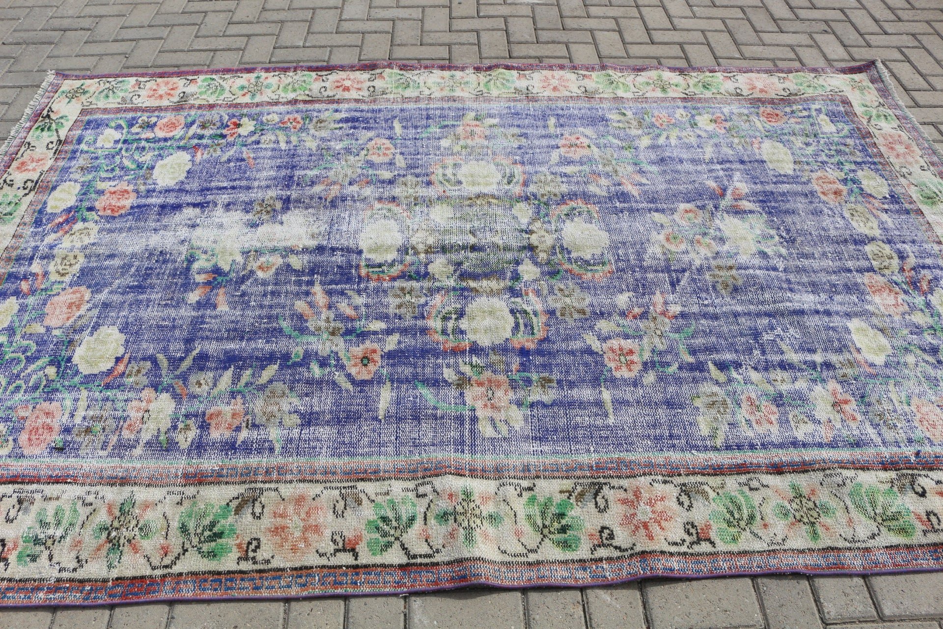 Havalı Halı, Oturma Odası Halıları, 5,9x9 ft Büyük Halılar, Yemek Odası Halısı, Türk Halıları, Vintage Halı, Anadolu Halısı, Bohem Halısı, Mavi Fas Halısı