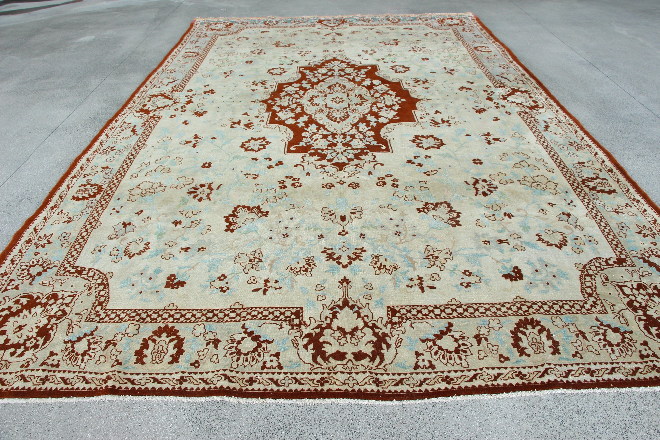 Bej Mutfak Halıları, Vintage Halılar, Oturma Odası Halısı, Salon Halısı, 9.4x14.8 ft Büyük Boy Halı, Türk Halısı, Geometrik Halılar, Fas Halısı