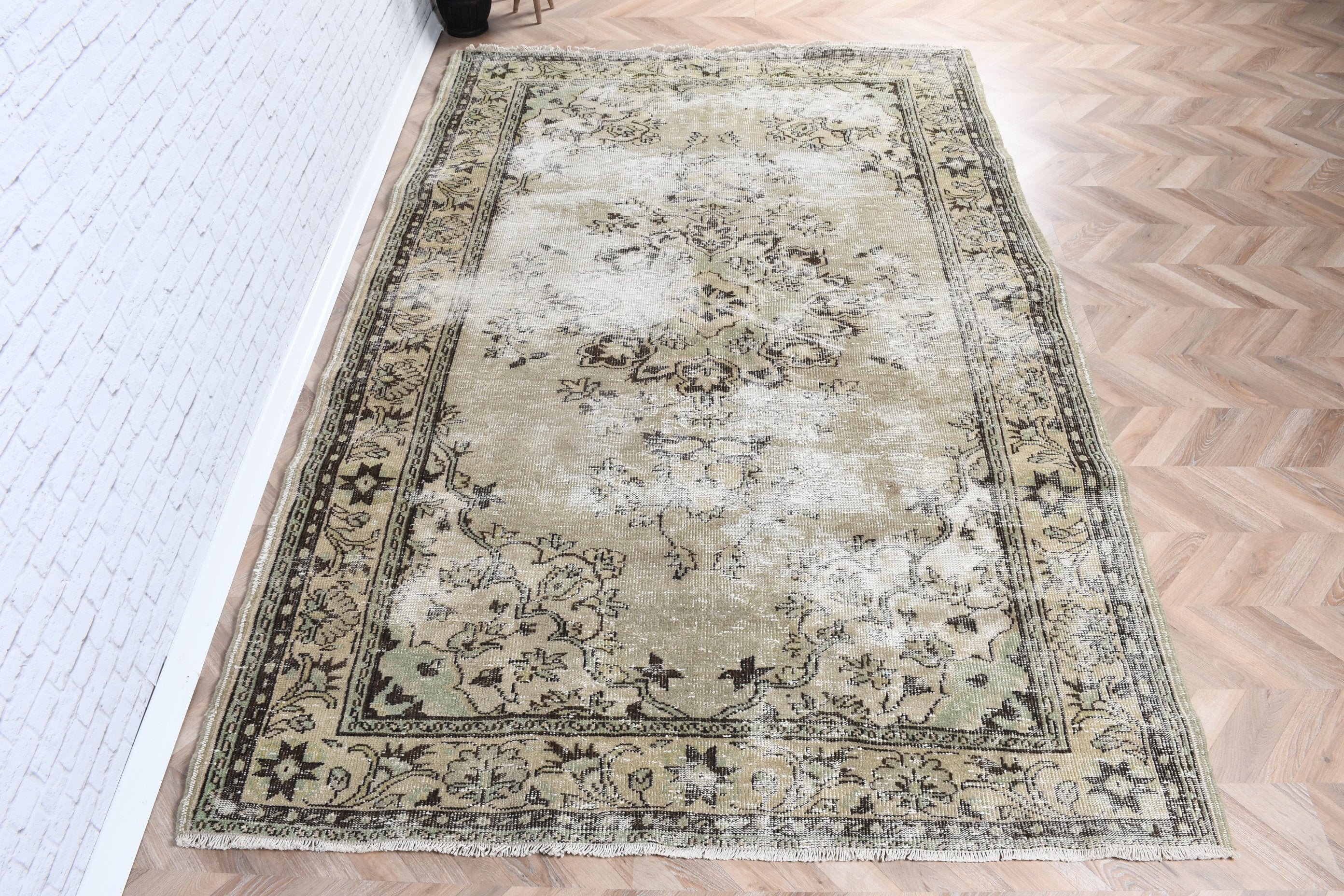 6.2x9.5 ft Büyük Halı, Yemek Odası Halıları, Büyük Oushak Halıları, Yeşil Anadolu Halıları, Aztek Halısı, Yün Halısı, Türk Halısı, Vintage Halı, Modern Halılar