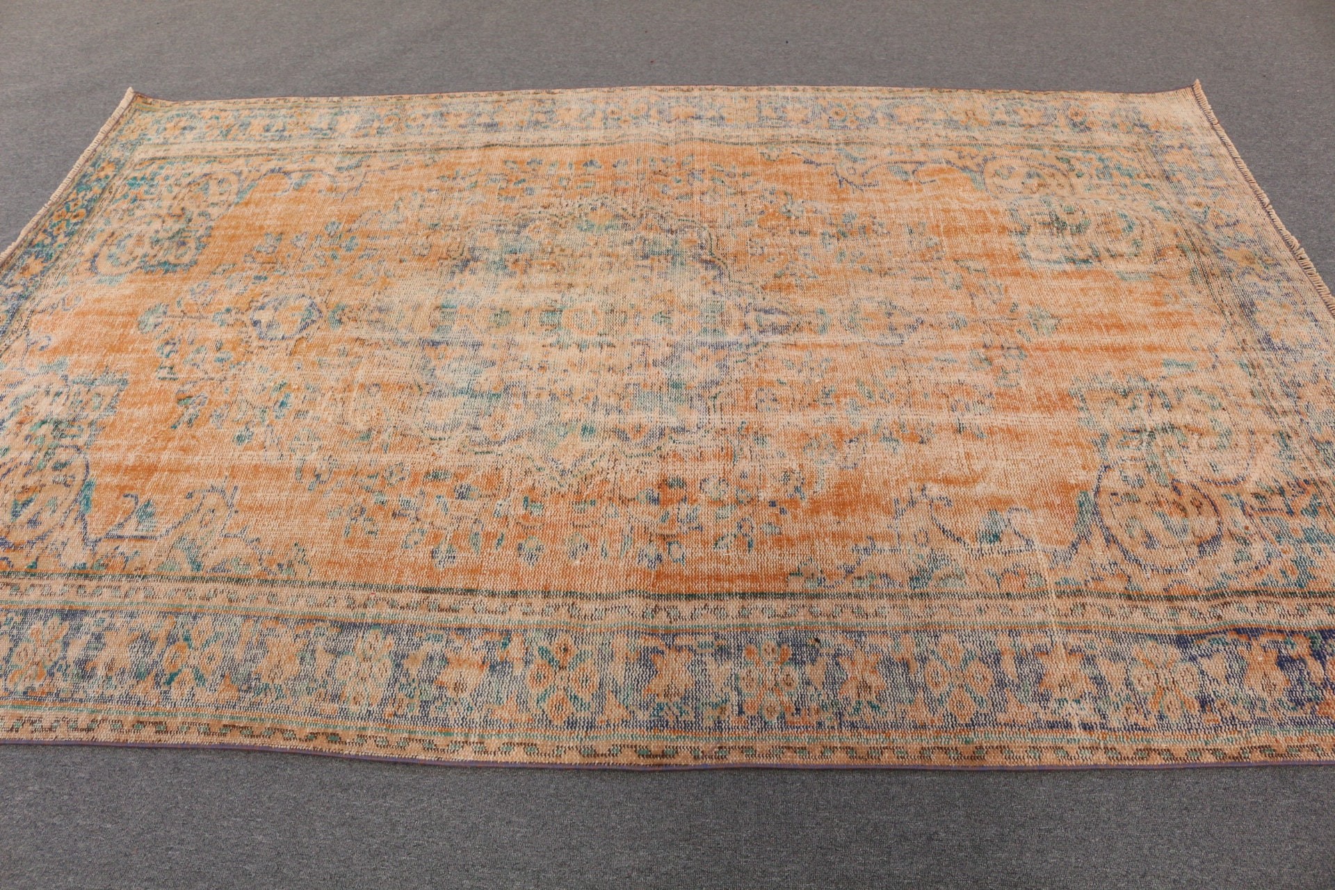 Oushak Rugs, Turkish Rug, Living Room Rug, Orange Anatolian Rug, Dining Room Rug, Cute Rug, 5.9x8.8 ft Large Rug, Vintage Rug