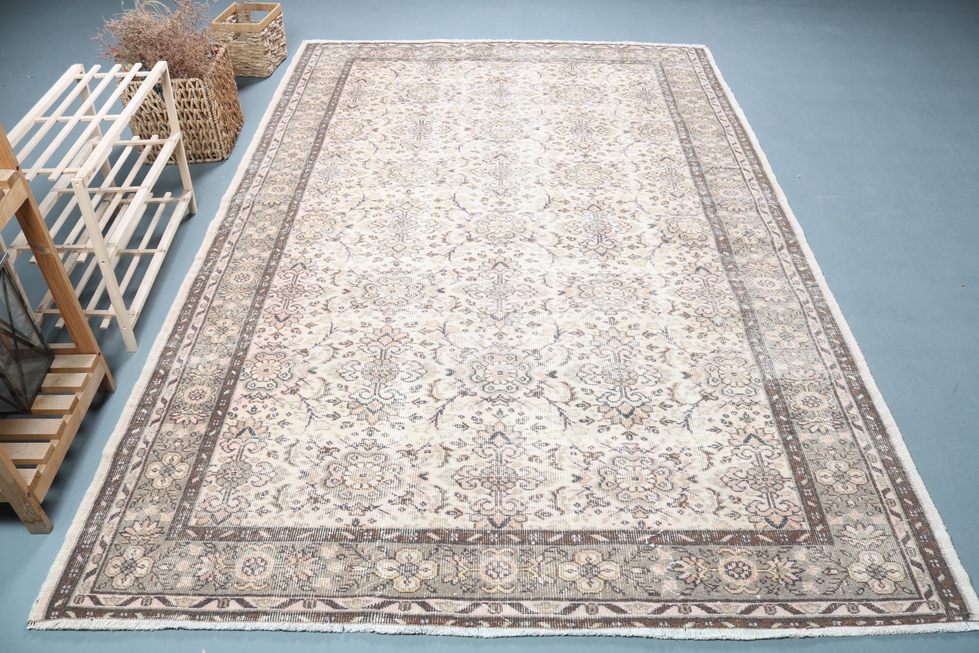 Living Room Rug, Turkish Rug, Vintage Rug, Salon Rug, Pastel Rug, 5.8x8.7 ft Large Rug, Home Decor Rug, Oriental Rugs, Rugs for Dining Room