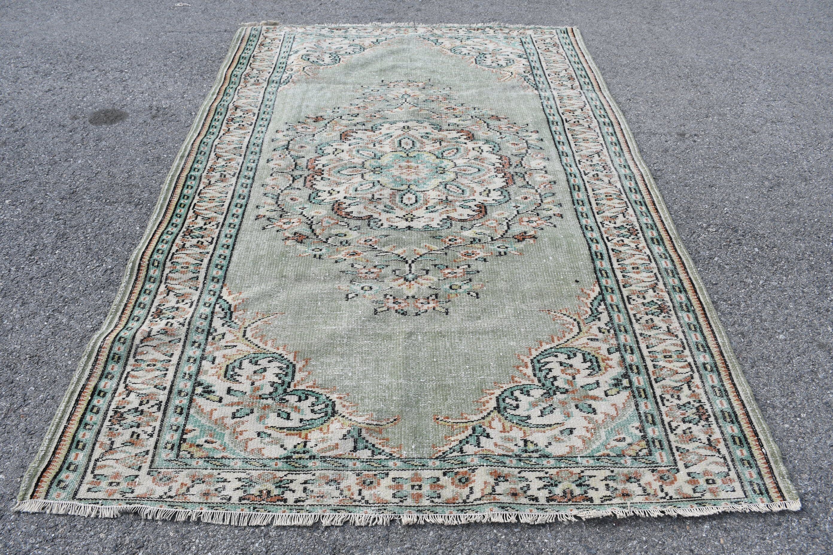 5.6x8.4 ft Large Rugs, Natural Rugs, Living Room Rug, Vintage Rug, Turkish Rugs, Antique Rug, Green Oriental Rugs, Salon Rug