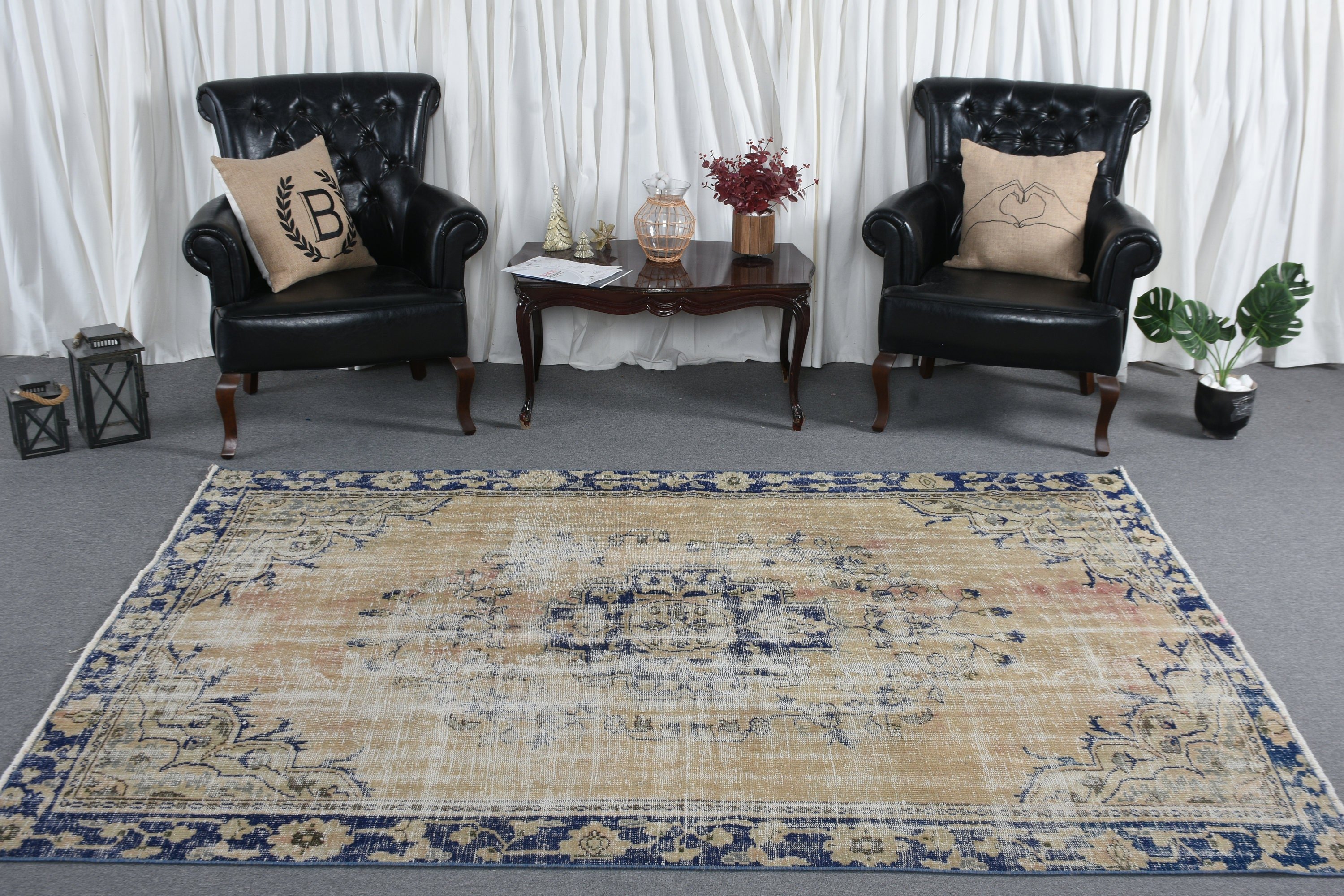 Antique Rugs, Turkish Rug, Pale Rug, 6.1x8.5 ft Large Rugs, Vintage Rugs, Oriental Rugs, Dining Room Rug, Bedroom Rug, Blue Home Decor Rugs