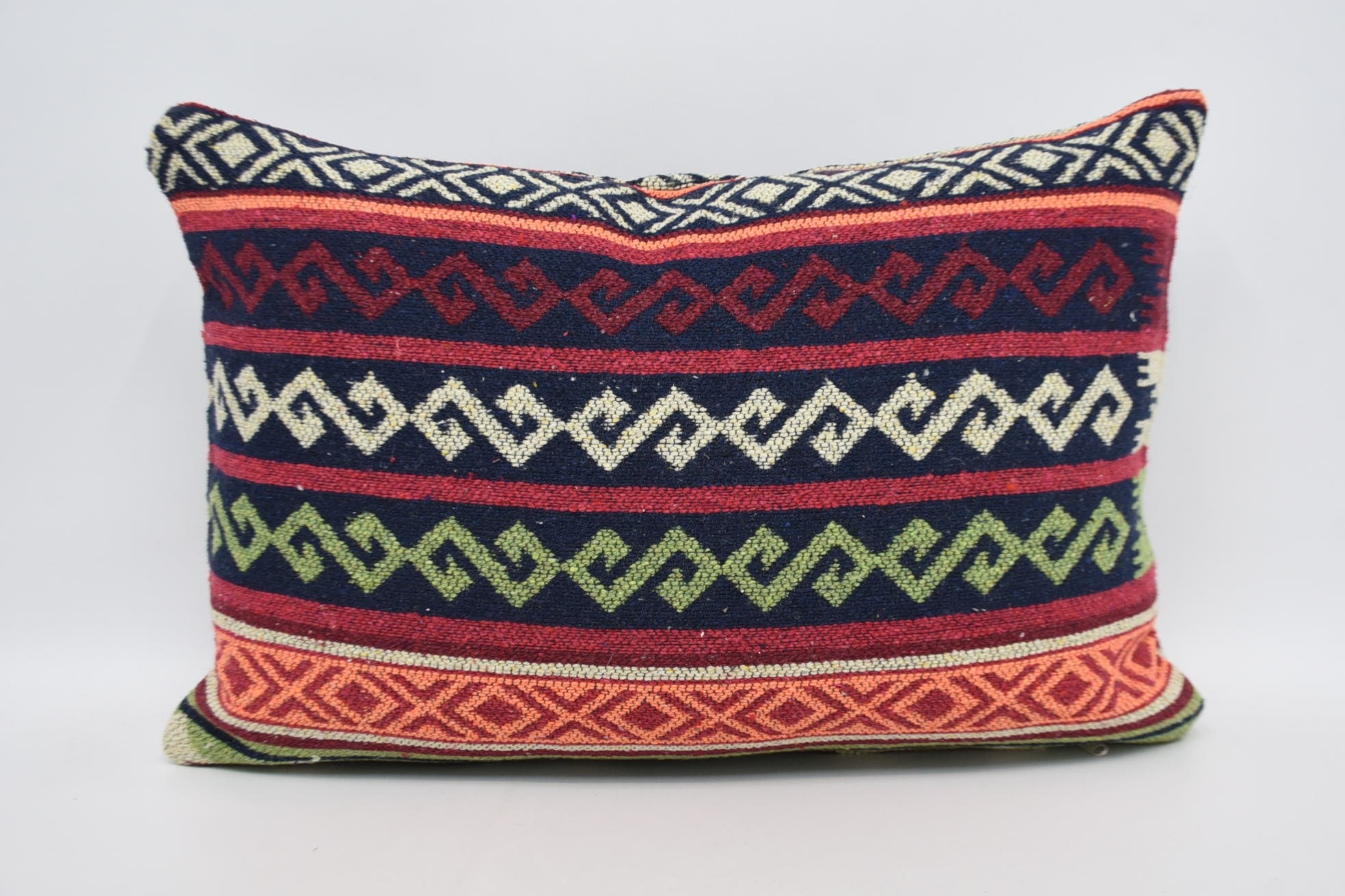 16"x24" Red Cushion Cover, Throw Kilim Pillow, Kilim Cushion Sham, Vintage Kilim Pillow, Office Chair Pillow Cover