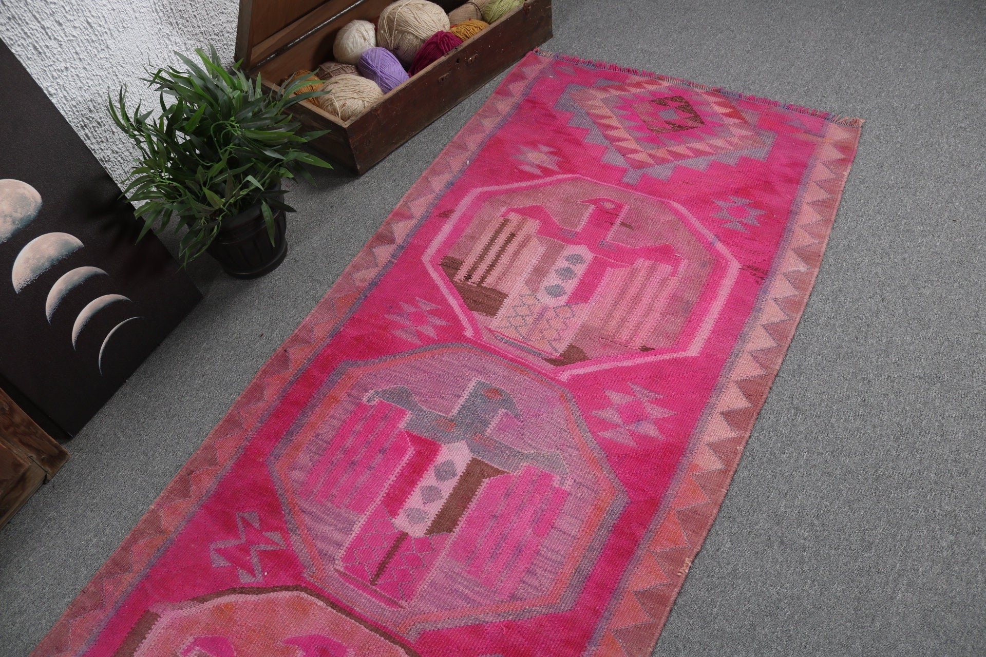 Turkish Rug, Vintage Runner Rug, Modern Rugs, 3x10.1 ft Runner Rugs, Anatolian Rug, Hallway Rug, Tribal Rug, Vintage Rugs, Pink Bedroom Rug