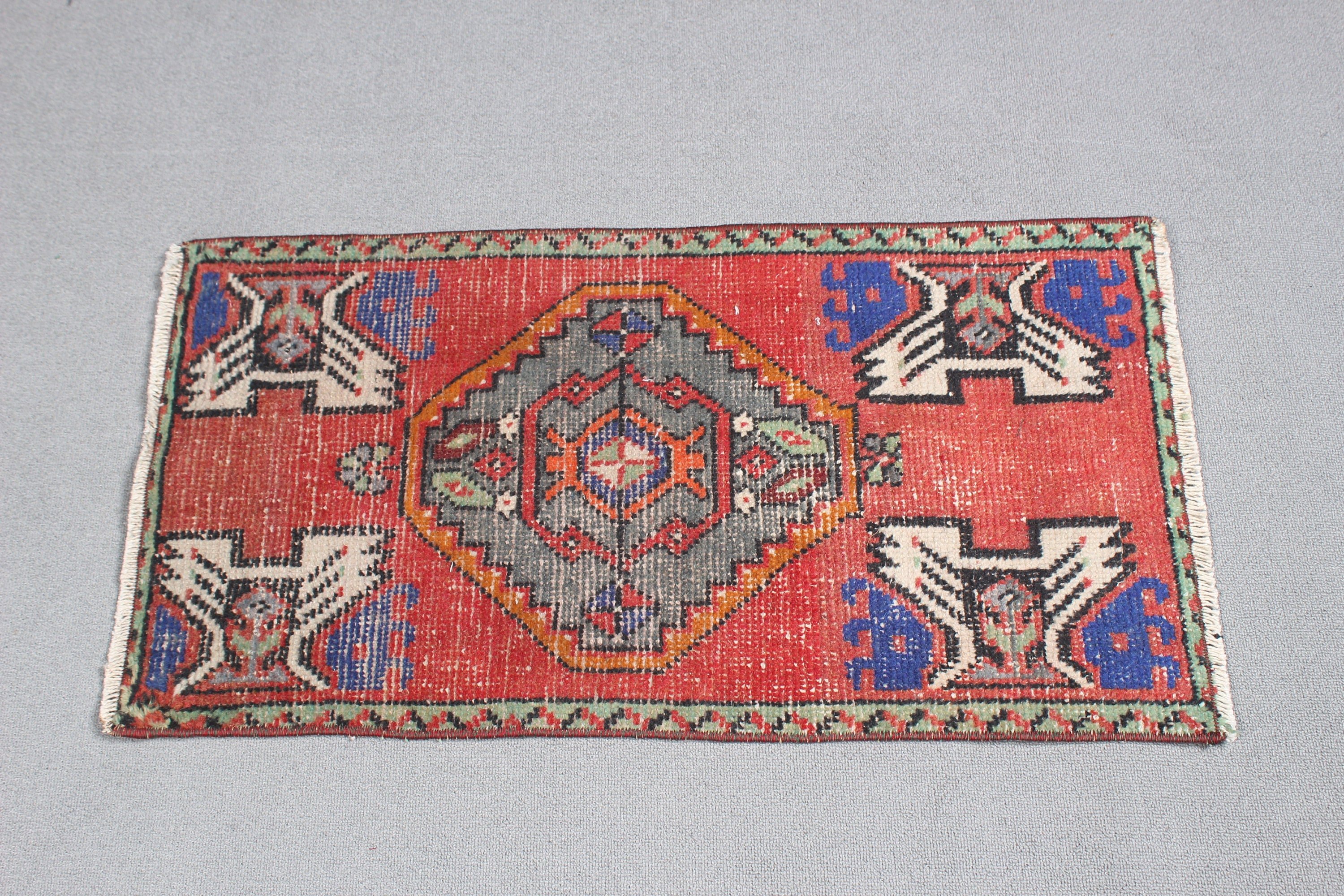 Home Decor Rugs, Turkish Rug, Small Vintage Rugs, Red  1.5x2.8 ft Small Rugs, Vintage Rug, Bedroom Rugs, Entry Rugs