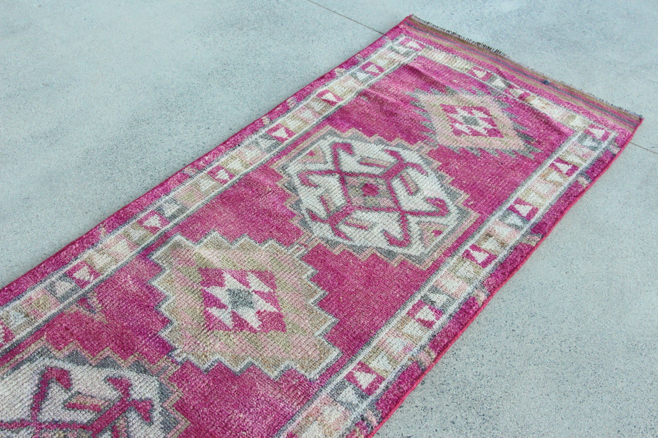 Beni Ourain Runner Rug, Kitchen Rug, Outdoor Rugs, Vintage Rugs, Pink Home Decor Rug, 2.6x12.9 ft Runner Rugs, Turkish Rugs