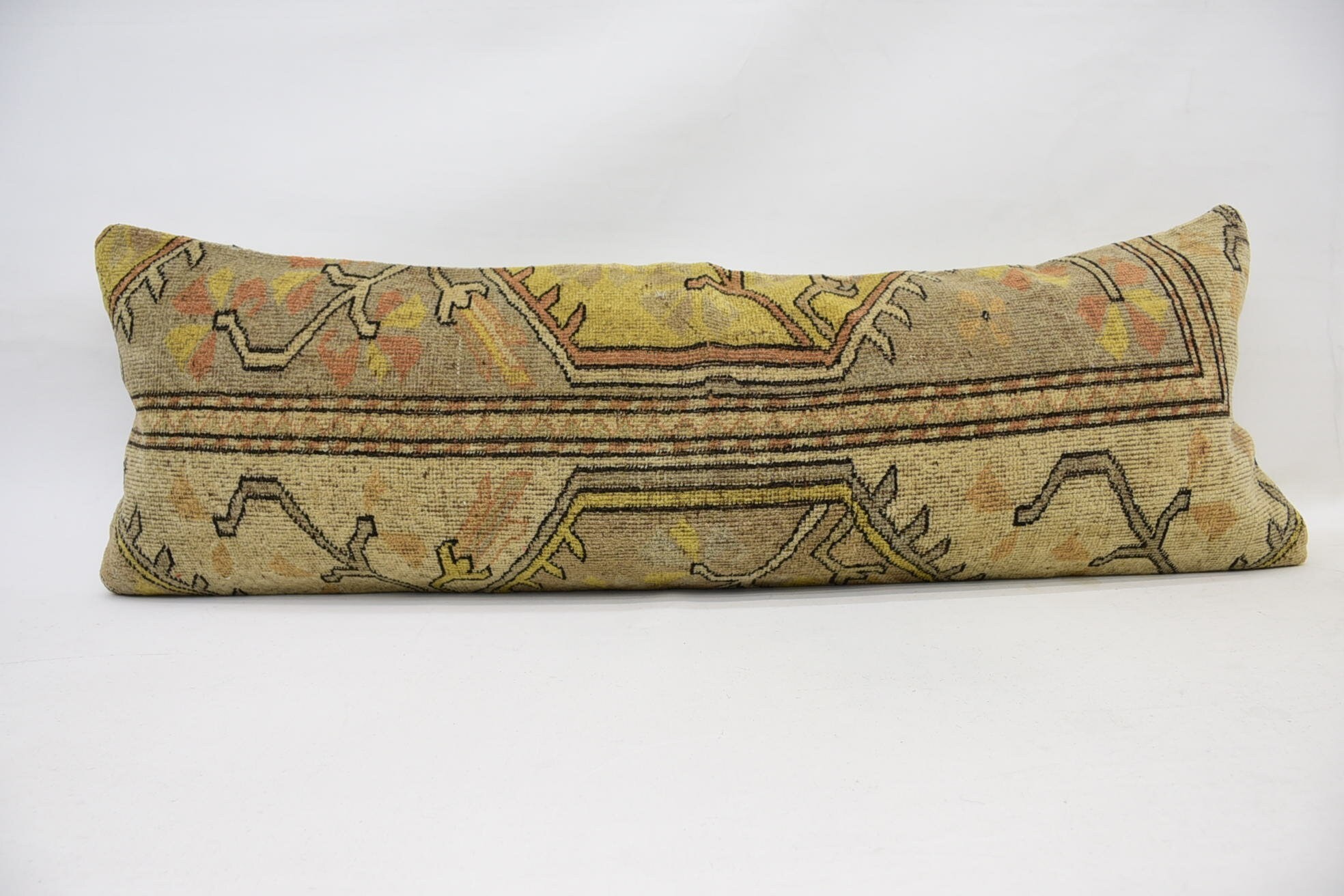 16"x48" Beige Pillow Sham, Art Deco Cushion Case, Car Pillow Sham, Sofa Pillow, Pillow for Sofa, Vintage Kilim Pillow, Pillow for Couch