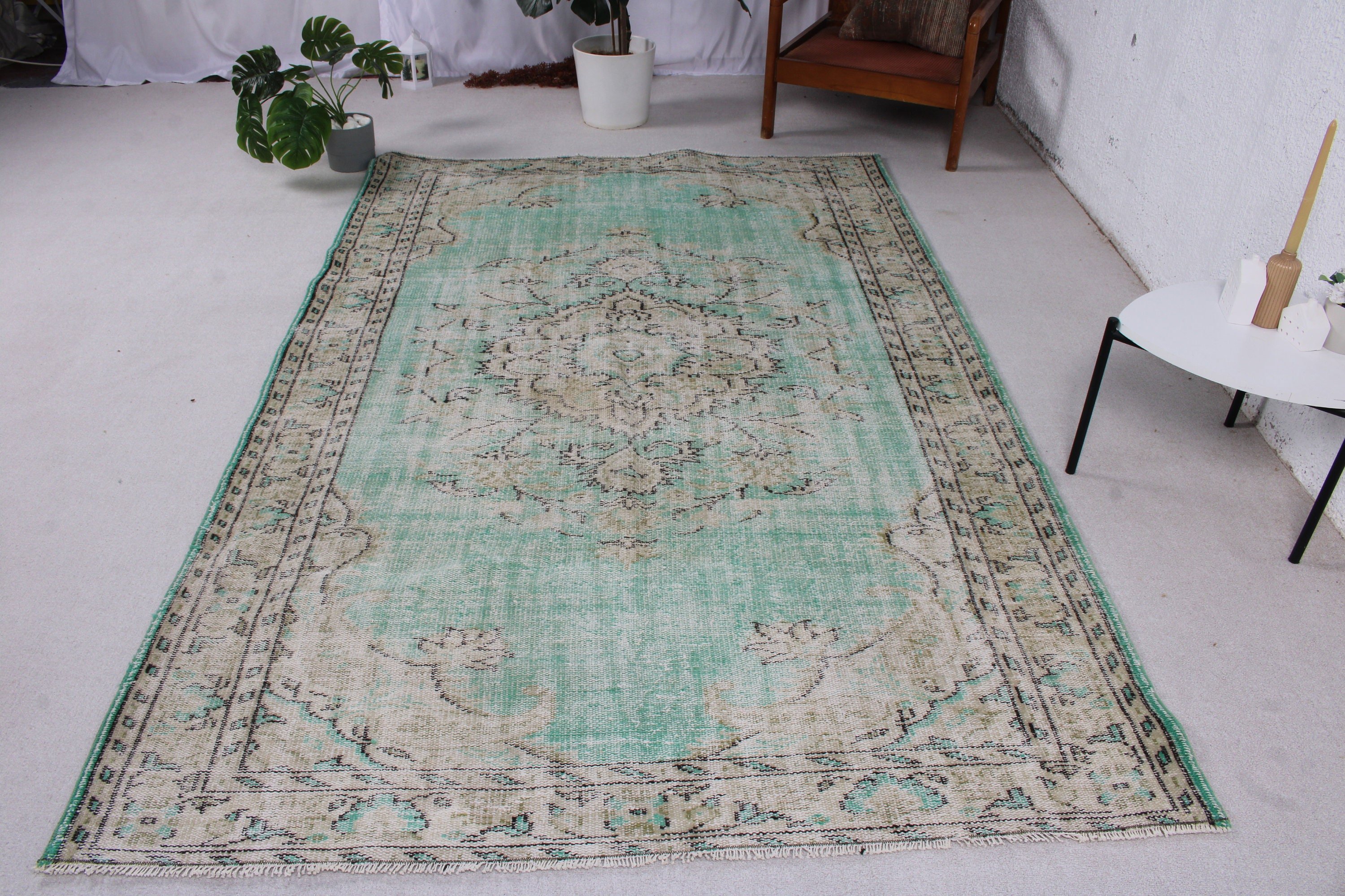 Oryantal Halılar, Kahverengi Geometrik Halılar, Oturma Odası Halıları, Vintage Halılar, 5.5x8.4 ft Büyük Halı, Türk Halıları, Büyük Vintage Halı