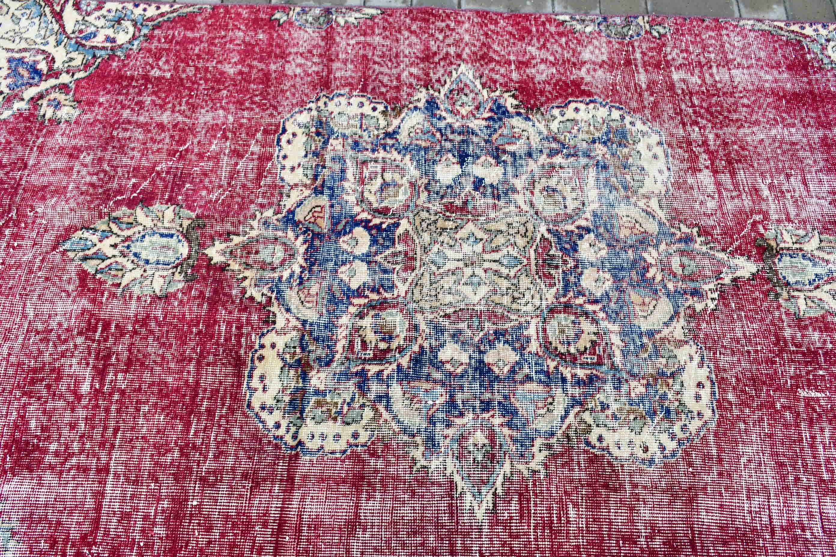 3.9x7.8 ft Area Rug, Cool Rug, Nursery Rugs, Vintage Rug, Dining Room Rug, Rugs for Floor, Red Moroccan Rug, Turkish Rug