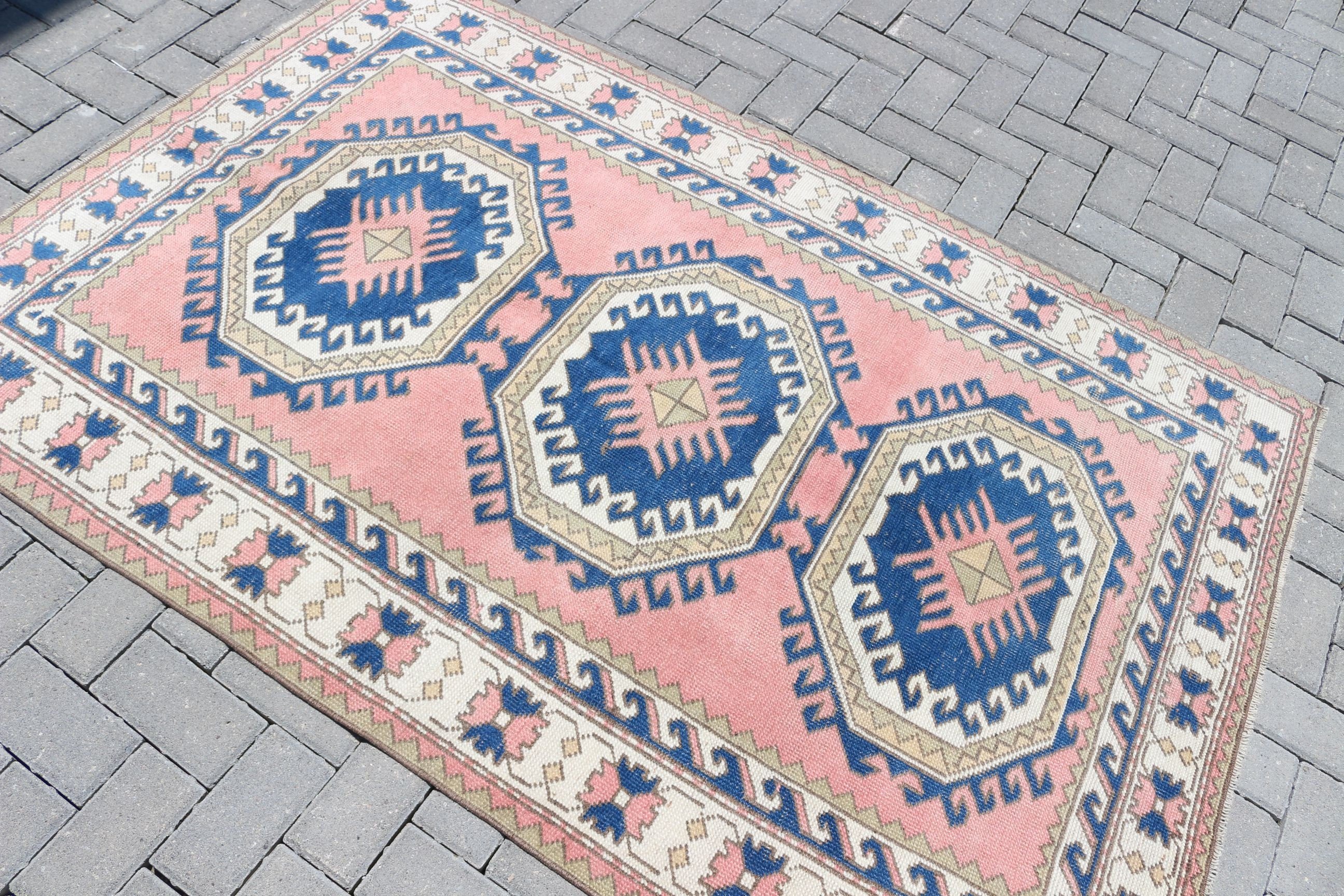 Blue Cool Rugs, Turkish Rug, Kitchen Rugs, Antique Rug, Anatolian Rugs, Rugs for Bedroom, Vintage Rug, 4.1x6.1 ft Area Rug, Bedroom Rug