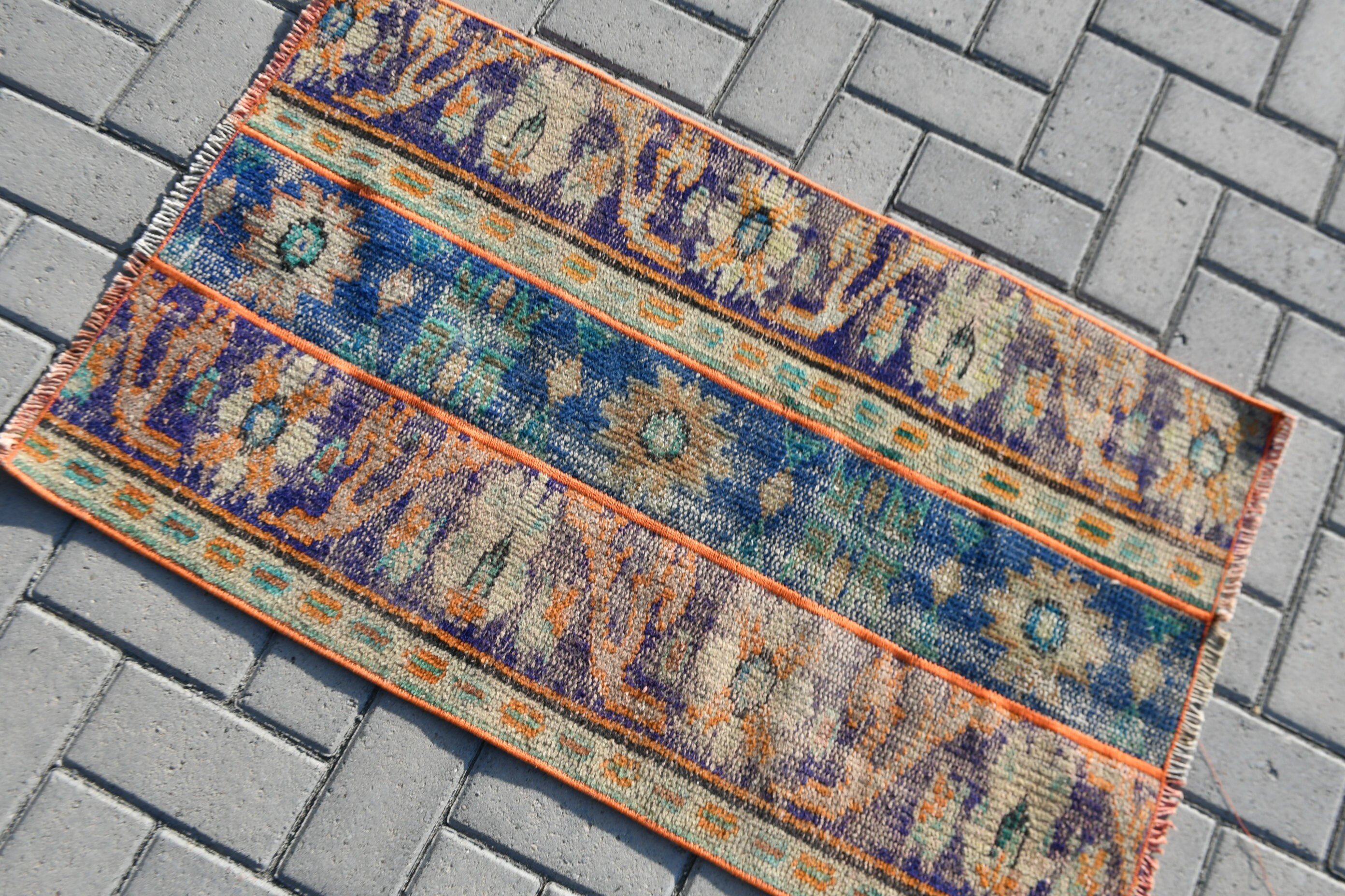 Duvara Asılı Halı, 2x3,4 ft Küçük Halı, Banyo Halıları, Vintage Halı, Mavi Antika Halılar, Türk Halısı, Banyo Halısı, Yün Halı, Havalı Halı