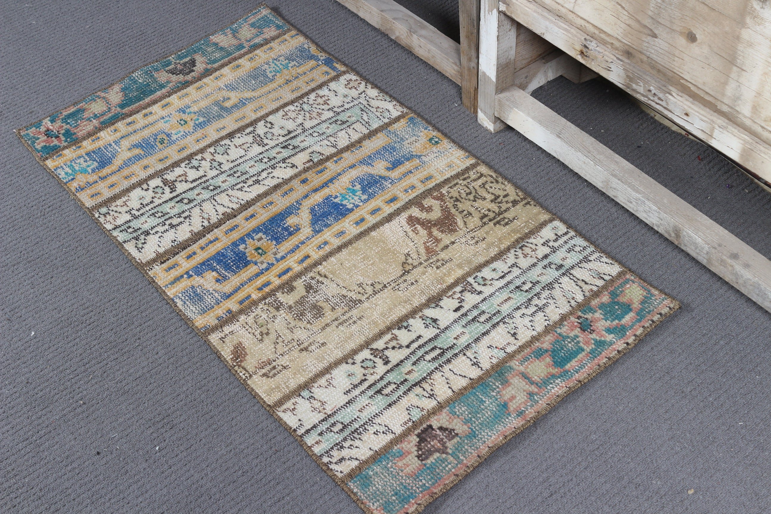 Distressed Rug, Kitchen Rug, Vintage Rug, Brown Oushak Rugs, Floor Rug, Turkish Rugs, Rugs for Bath, 1.9x3.5 ft Small Rug, Bedroom Rugs