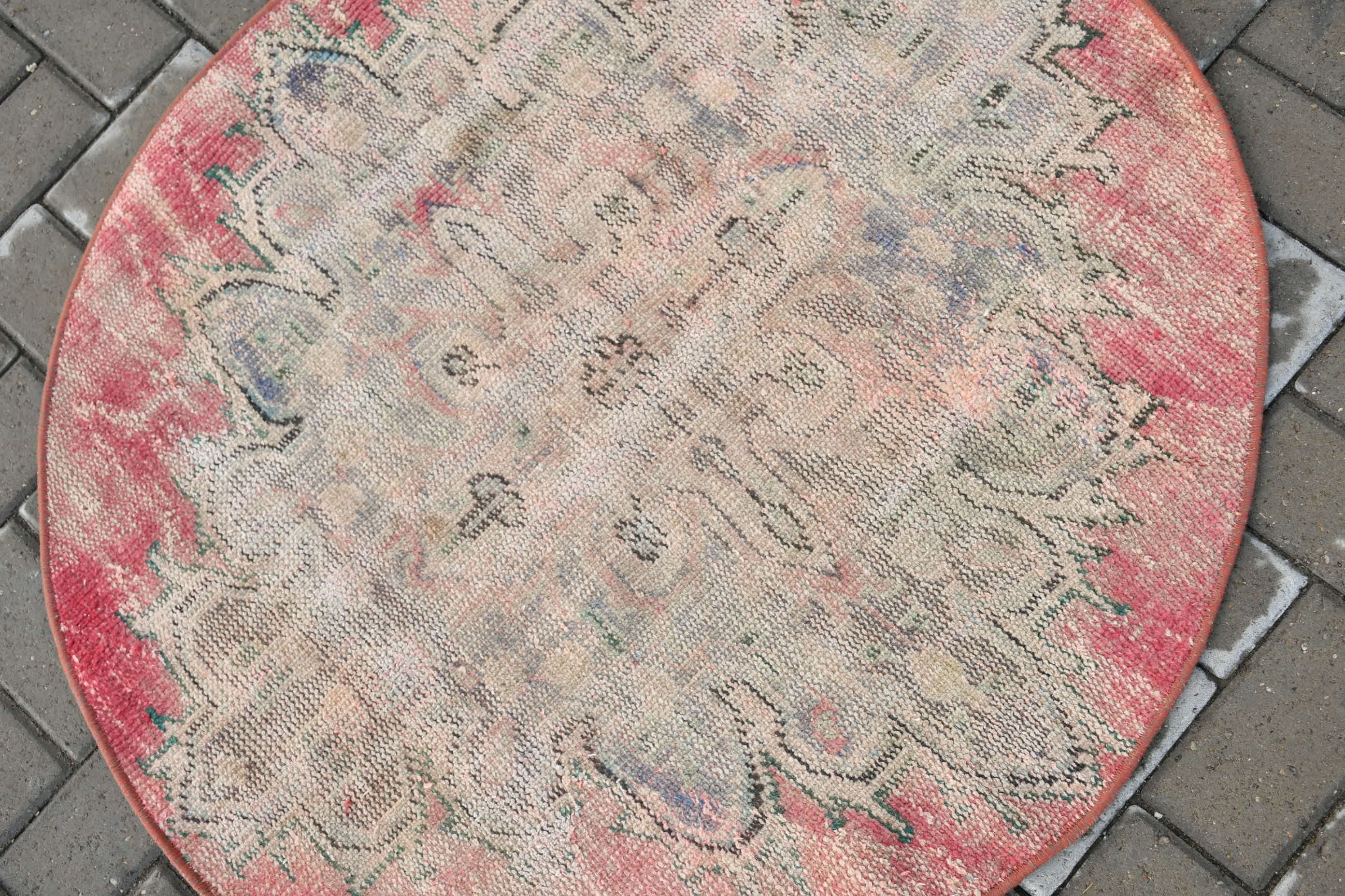 Art Rug, Bath Rug, Nursery Rug, Rugs for Bath, 3.2x3.3 ft Small Rug, Red Antique Rug, Cool Rug, Vintage Rug, Turkish Rug