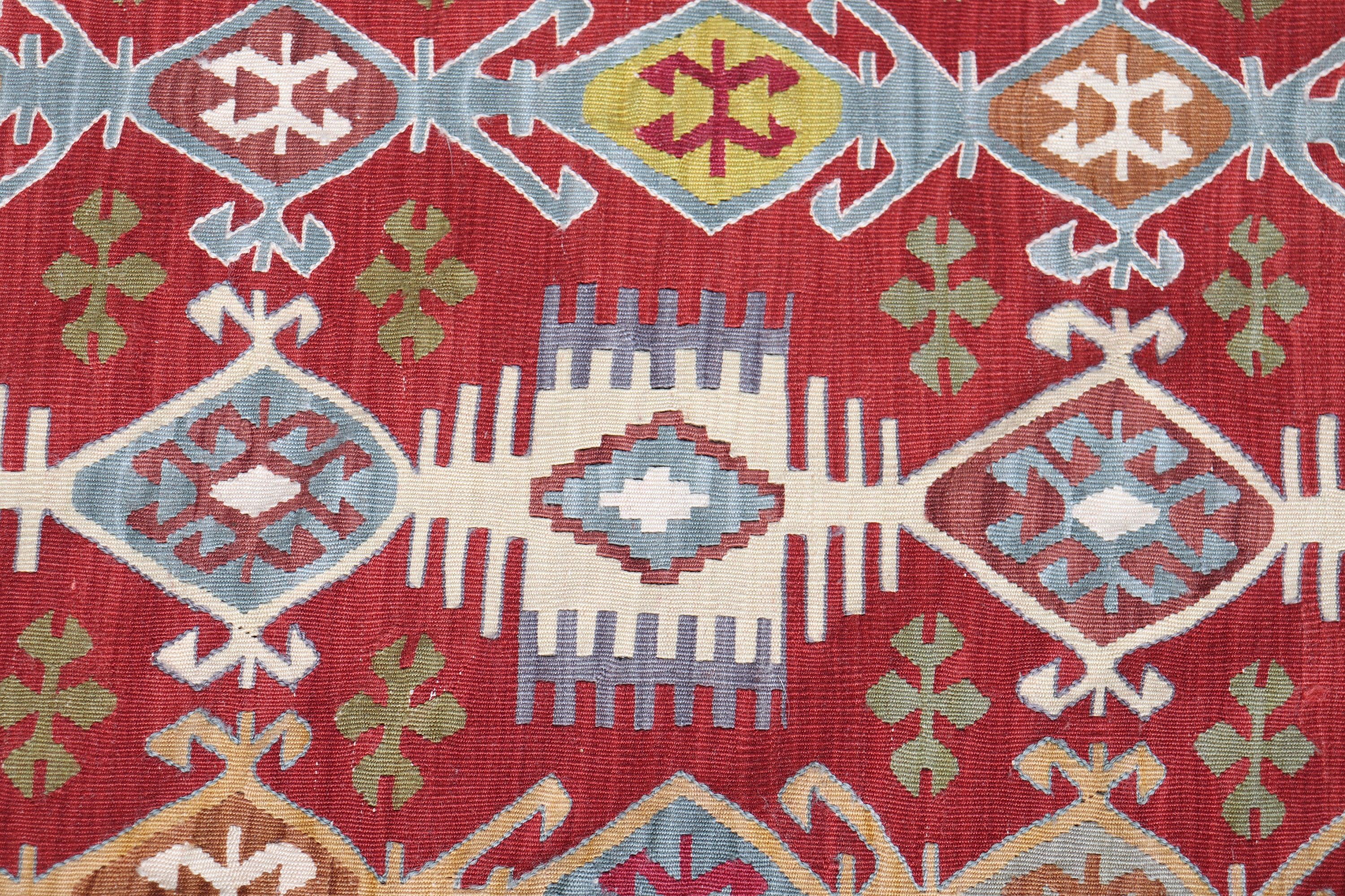 Nursery Rug, Kilim, Vintage Rugs, Red  4x5.8 ft Accent Rugs, Muted Rugs, Turkish Rugs, Anatolian Rug, Bedroom Rugs, Floor Rug