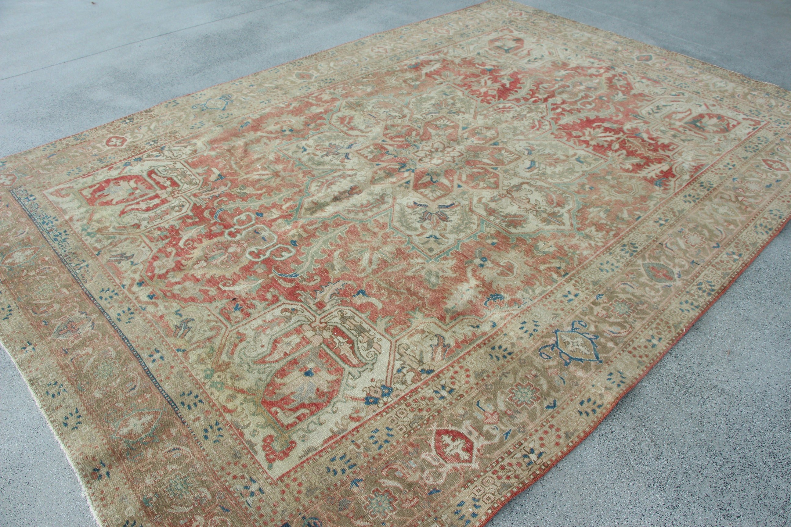 Antique Rugs, Exotic Rugs, Dining Room Rug, Vintage Rugs, Turkish Rugs, 7.3x11.3 ft Oversize Rugs, Beige Anatolian Rug