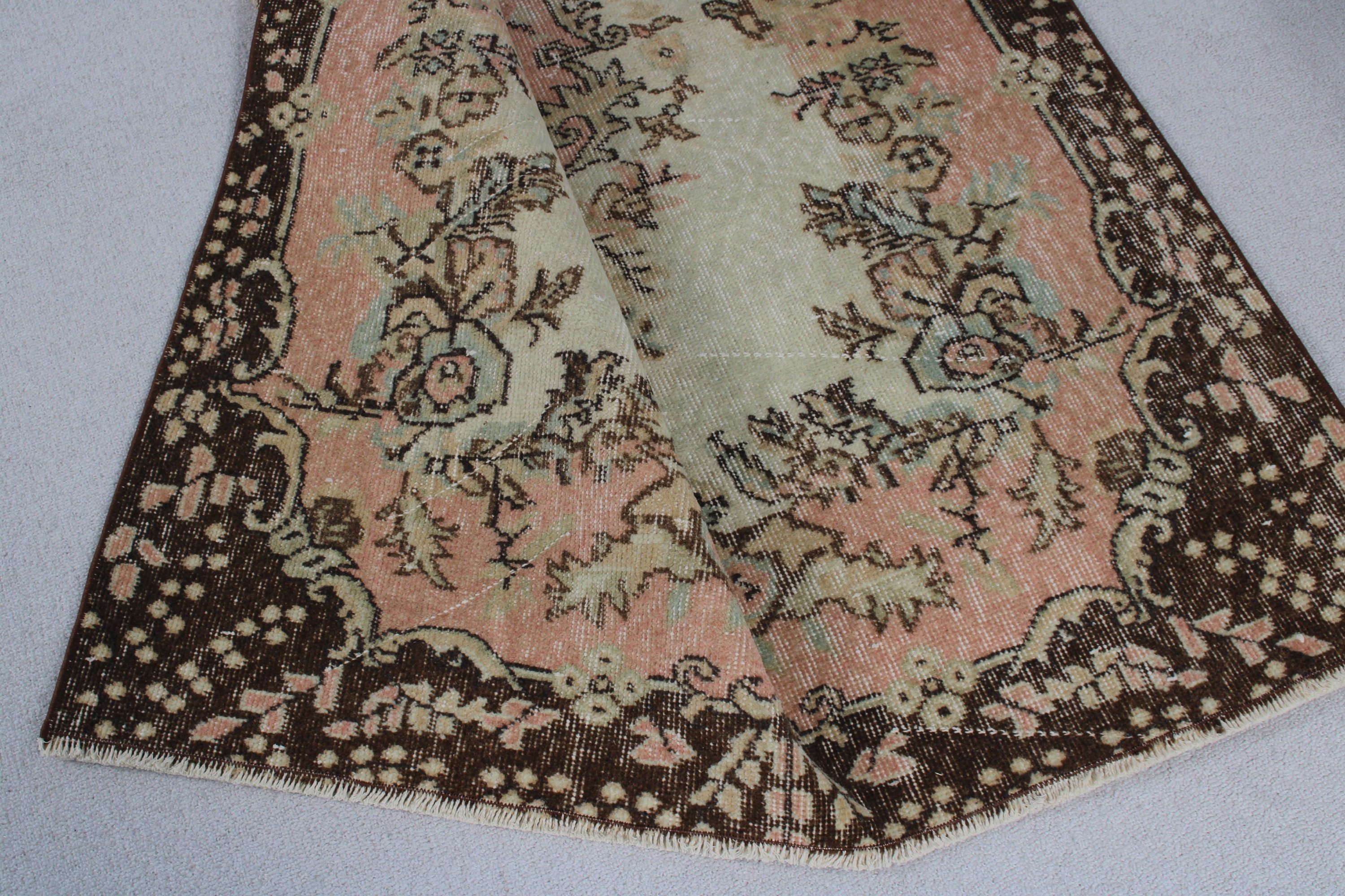 El Dokuma Halı, Kahverengi Yün Halı, Antika Kilimler, Vintage Halılar, Vintage Dekor Halı, Türk Halısı, Mutfak Halısı, Boho Alan Halıları, 3,7x6,5 ft Alan Halısı