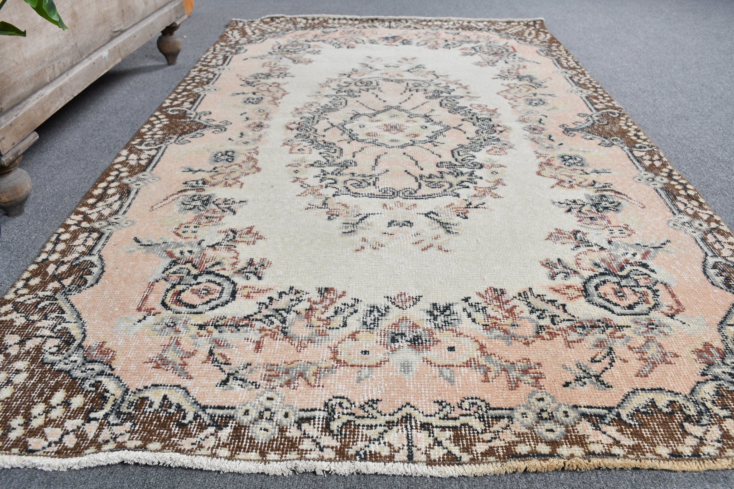 Living Room Rug, Vintage Rug, Home Decor Rugs, Turkish Rugs, Antique Rug, Nursery Rug, Beige  3.8x6.6 ft Area Rug, Floor Rugs