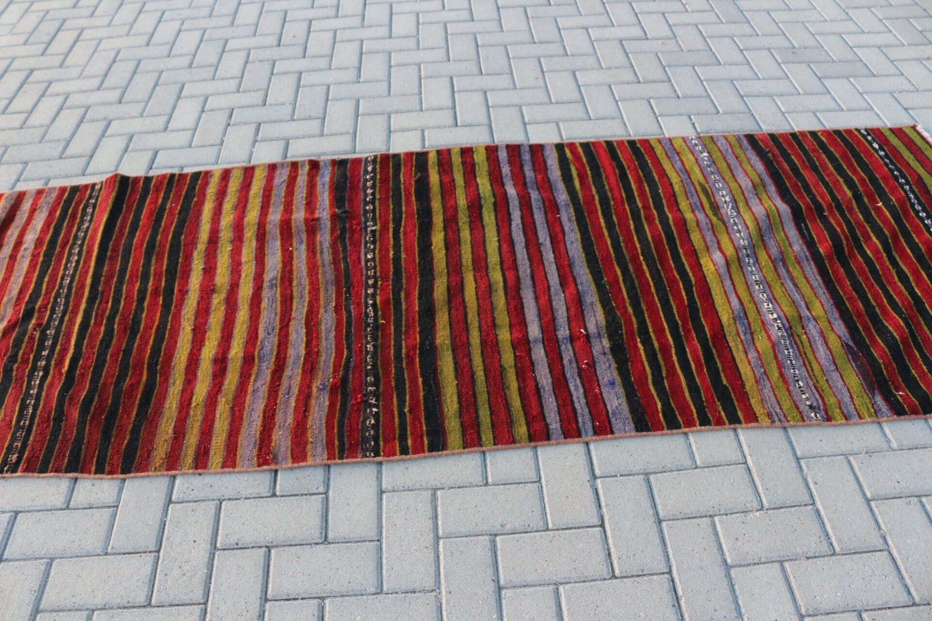 Kırmızı Oryantal Halı, Vintage Halı, Mutfak Halıları, Yer Halıları, Mutfak Halısı, Anadolu Halısı, Kilim, Türk Halısı, 3.2x10.2 ft Yolluk Halısı