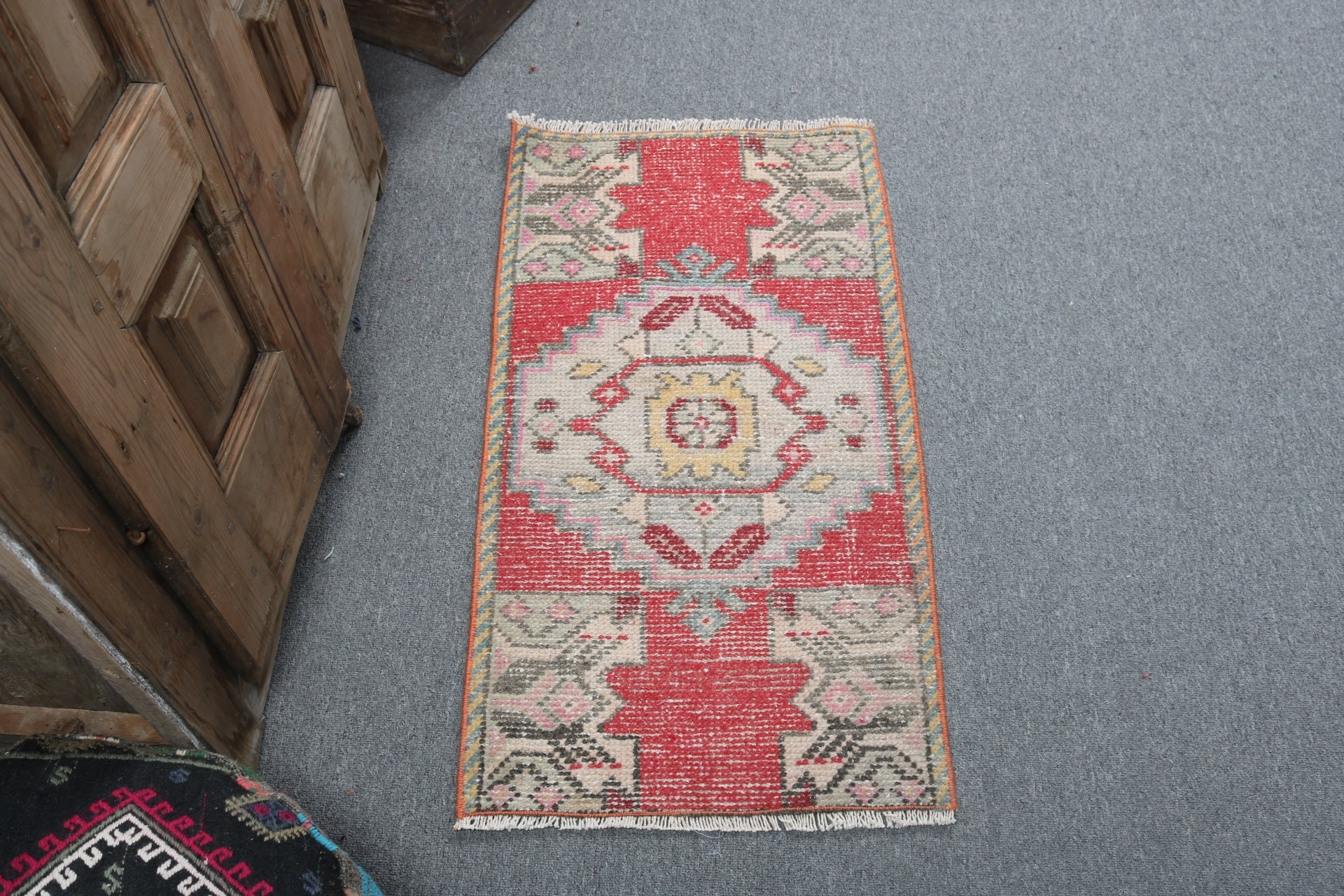 Turkish Rugs, Antique Rugs, Red Kitchen Rugs, Vintage Rug, Handwoven Rug, Ethnic Rugs, Bedroom Rug, Wall Hanging Rugs, 1.5x3 ft Small Rug