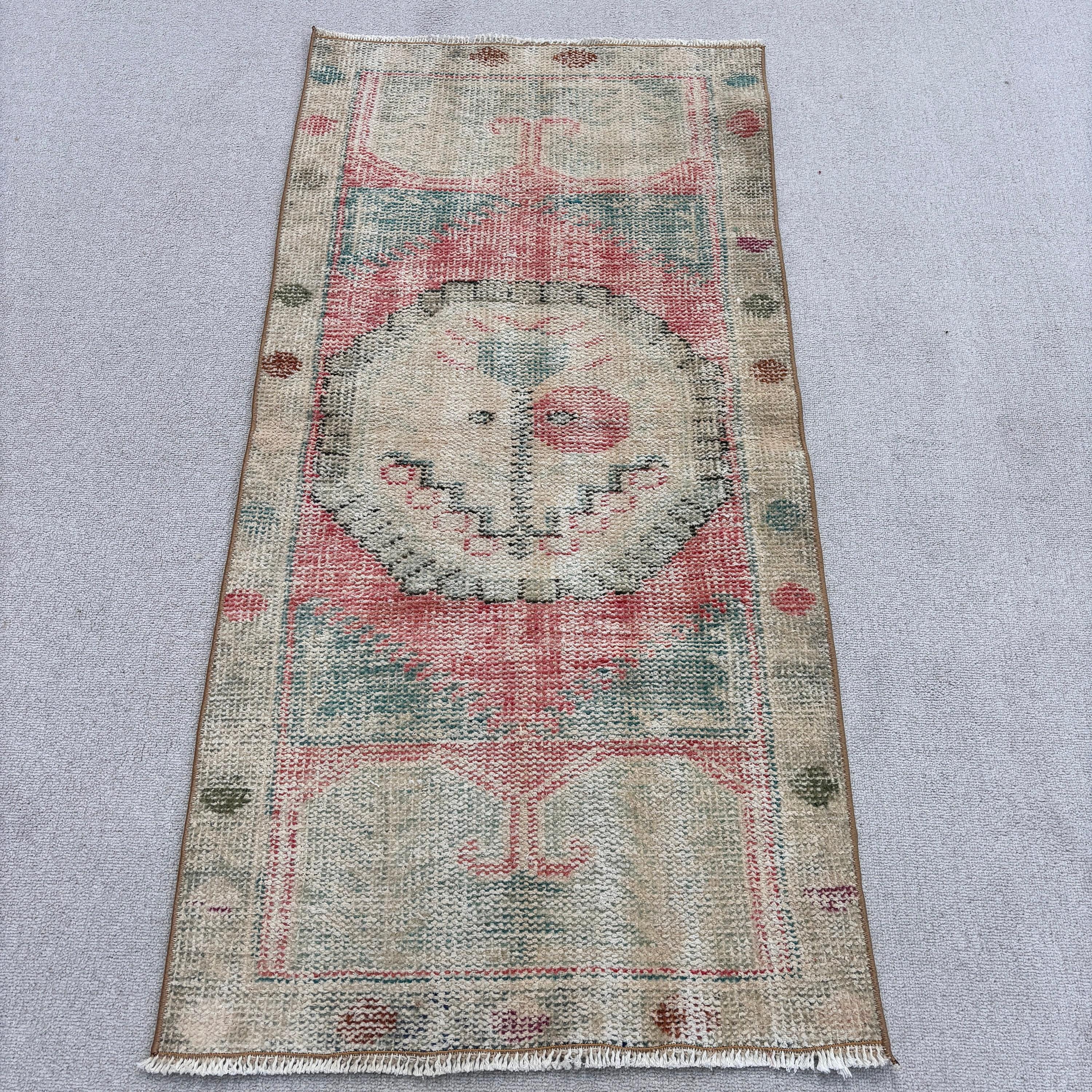 Vintage Rug, 2.3x4.6 ft Small Rugs, Tribal Rugs, Oushak Rug, Turkish Rug, Antique Rug, Nursery Rugs, Beige Floor Rugs, Small Vintage Rugs