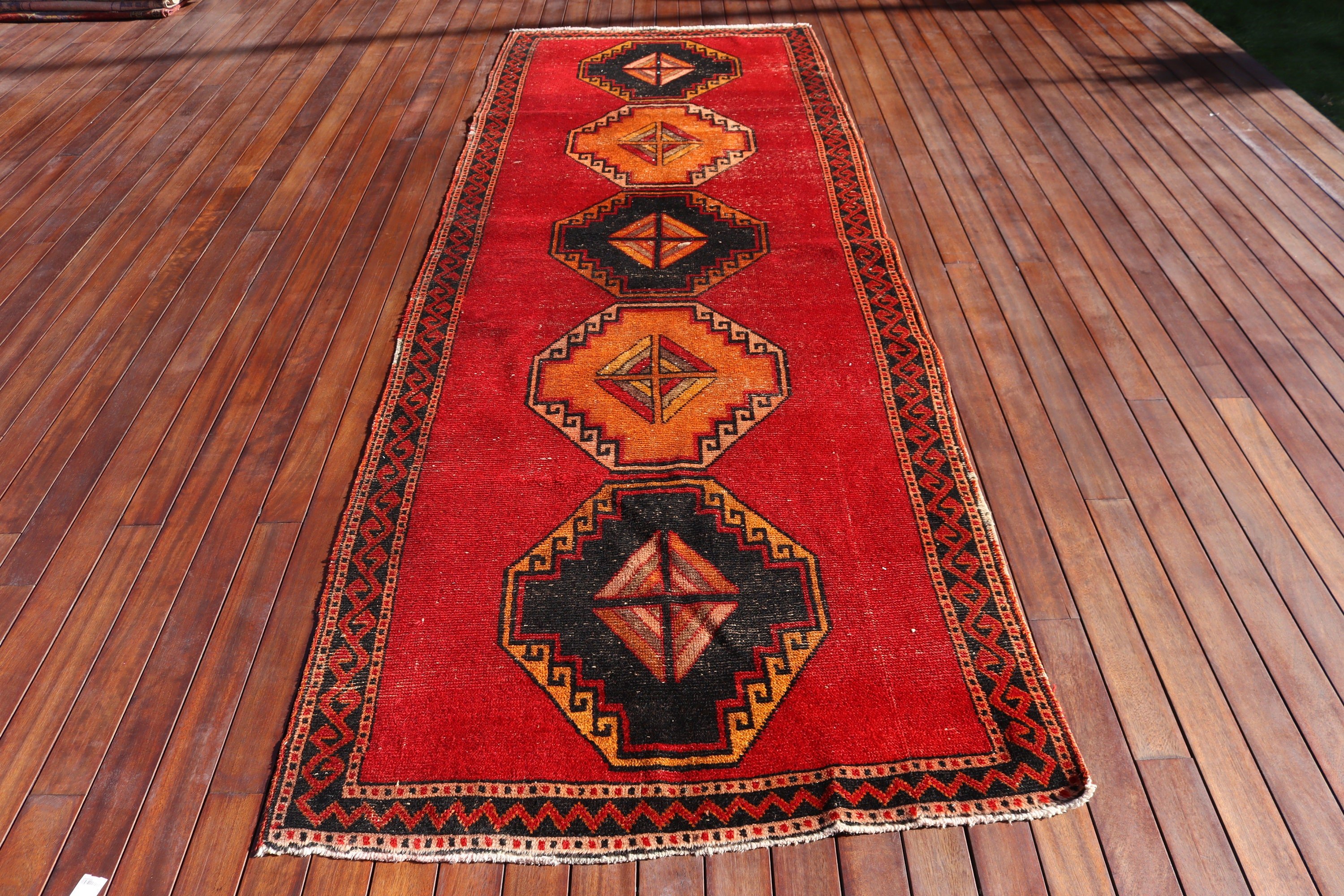 Long Runner Rug, Red Bedroom Rug, Modern Rugs, 4x11.4 ft Runner Rugs, Vintage Rug, Turkish Rug, Beni Ourain Runner Rugs, Statement Rugs