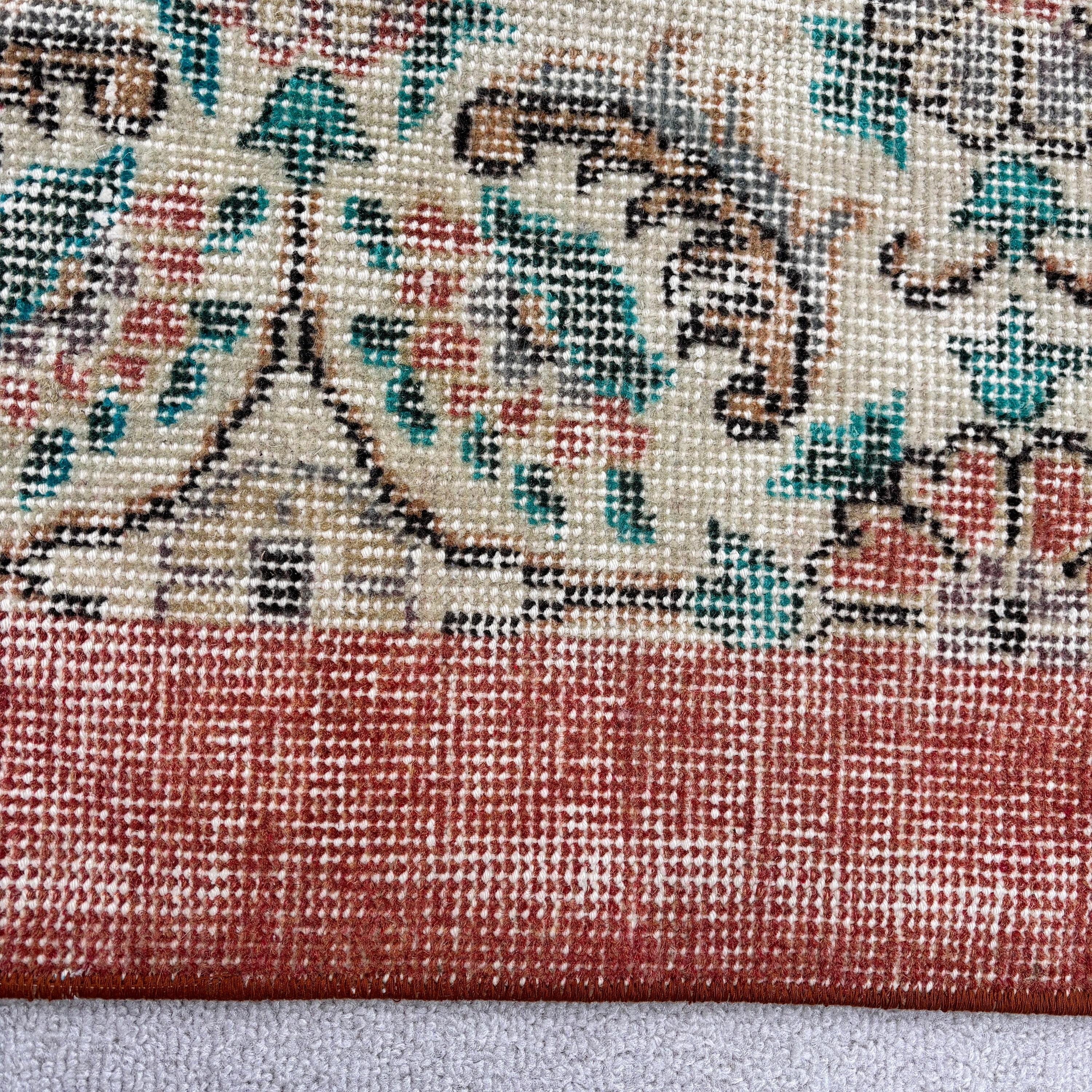 Nötr Halılar, Türk Halısı, Boho Vurgulu Halılar, Yatak Odası Halısı, Yeşil Ev Dekorasyonu Halısı, 3,5x6,7 ft Vurgulu Halılar, Vintage Halılar