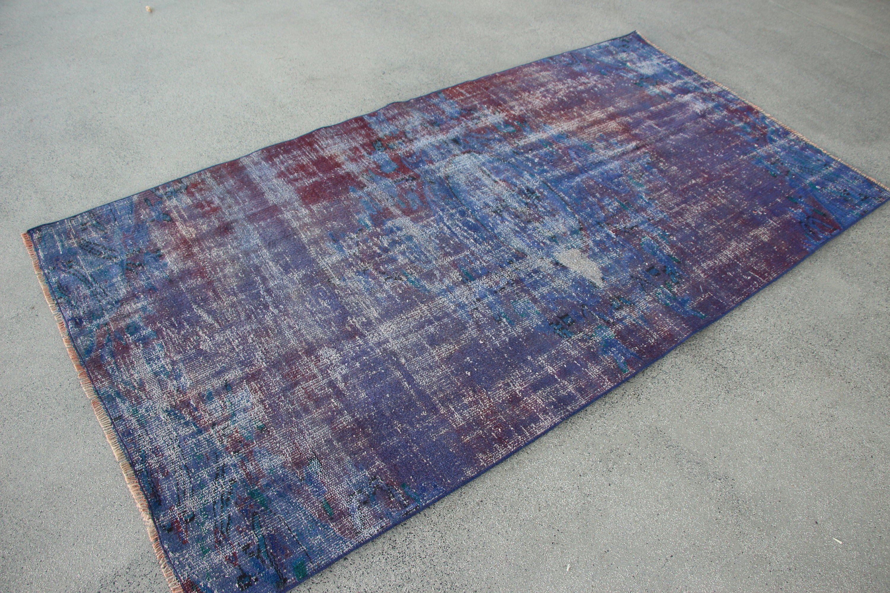 Home Decor Rug, Bright Rug, 3.9x7.4 ft Area Rug, Vintage Rug, Turkish Rug, Nursery Rugs, Oriental Rug, Living Room Rug, Purple Oushak Rug