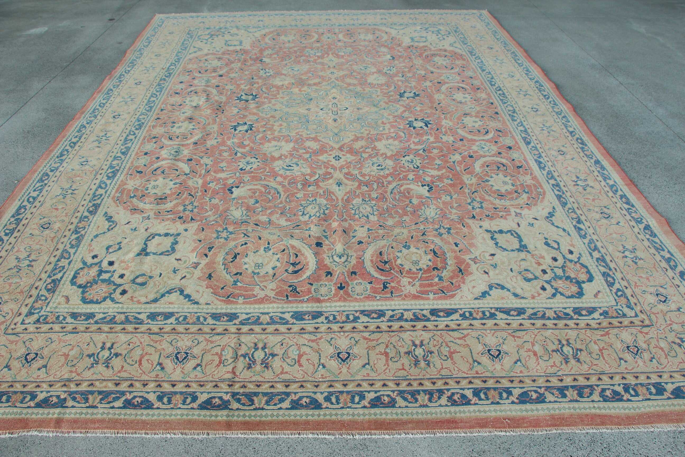 Pembe Düz Dokuma Halı, Salon Halısı, Anadolu Halısı, Türk Halısı, Yemek Odası Halısı, Vintage Halılar, Boho Halısı, Oryantal Halılar, 9.4x13.4 ft Büyük Boy Halı