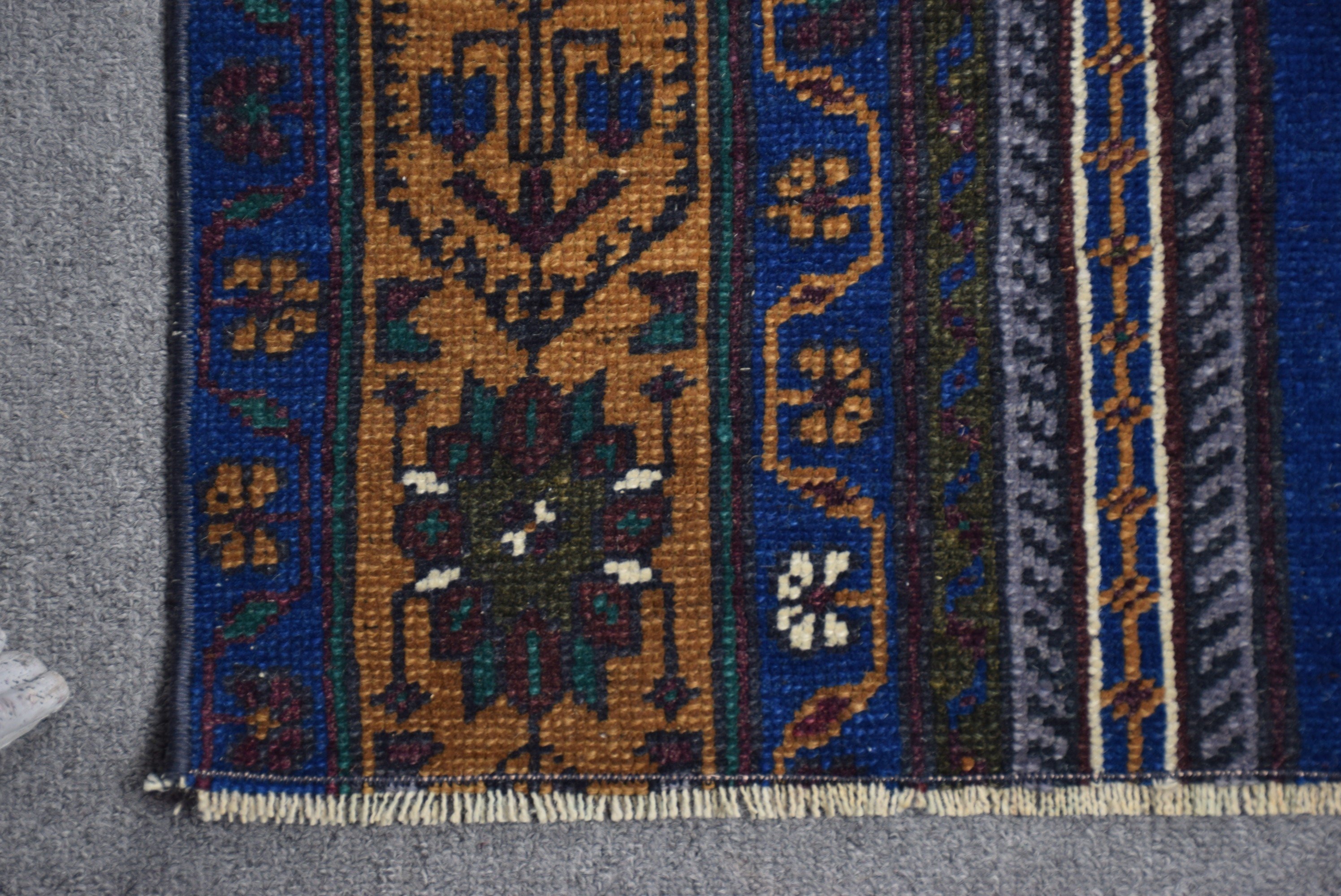 Moroccan Rug, Vintage Rug, 1.5x3.2 ft Small Rugs, Bath Rug, Turkish Rug, Blue Wool Rugs, Nursery Rug, Kitchen Rug, Rugs for Bathroom