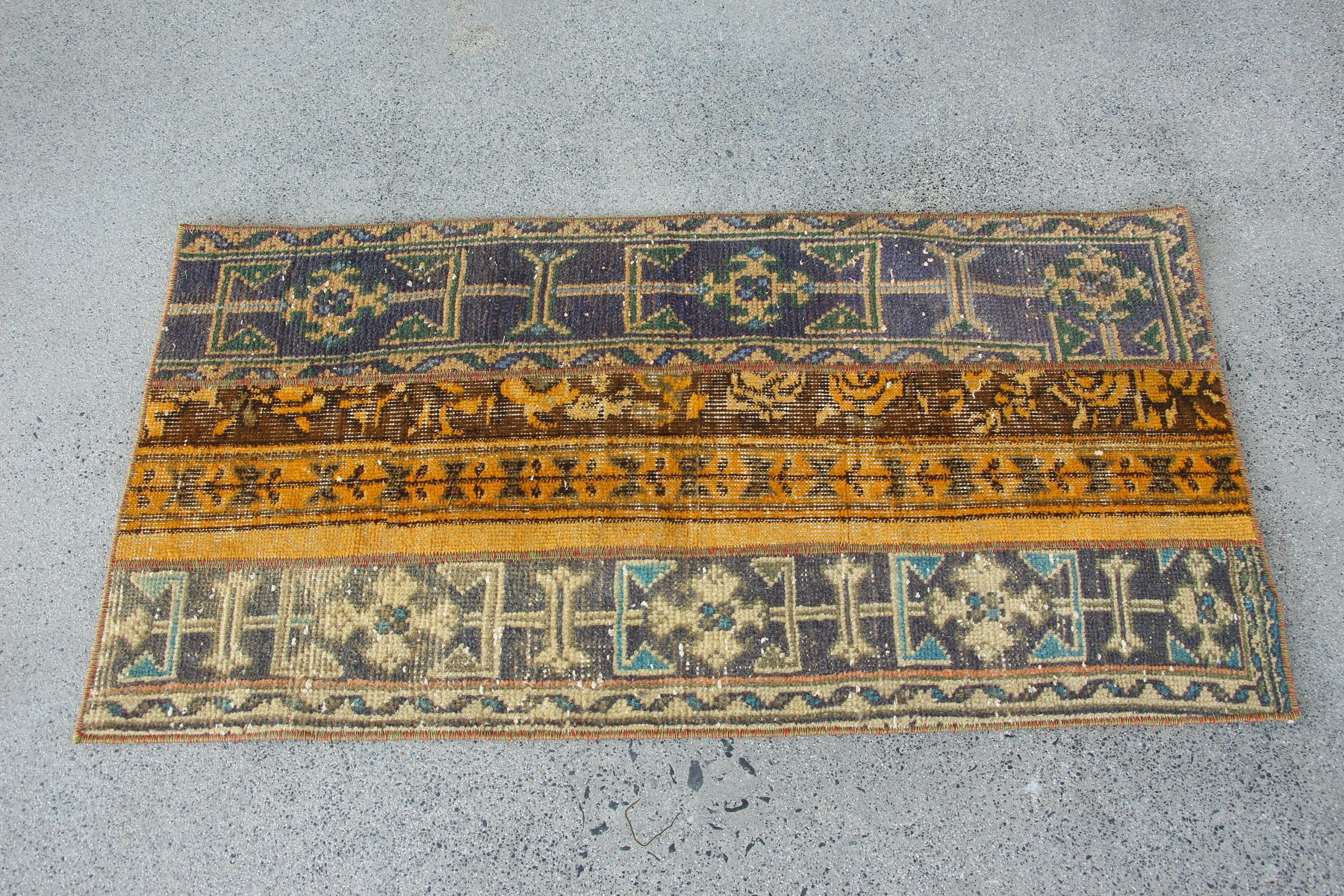 Vintage Rugs, Blue Oushak Rug, 2x4 ft Small Rug, Bedroom Rugs, Rugs for Door Mat, Antique Rug, Wall Hanging Rug, Kitchen Rug, Turkish Rugs