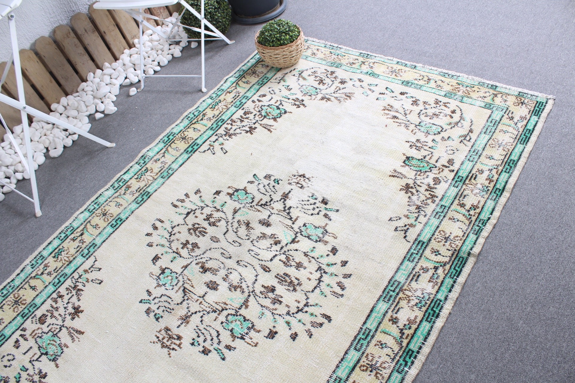 Beige Cool Rugs, Home Decor Rug, Turkish Rug, Dining Room Rug, 4.6x7.4 ft Area Rug, Floor Rug, Art Rug, Rugs for Living Room, Vintage Rug