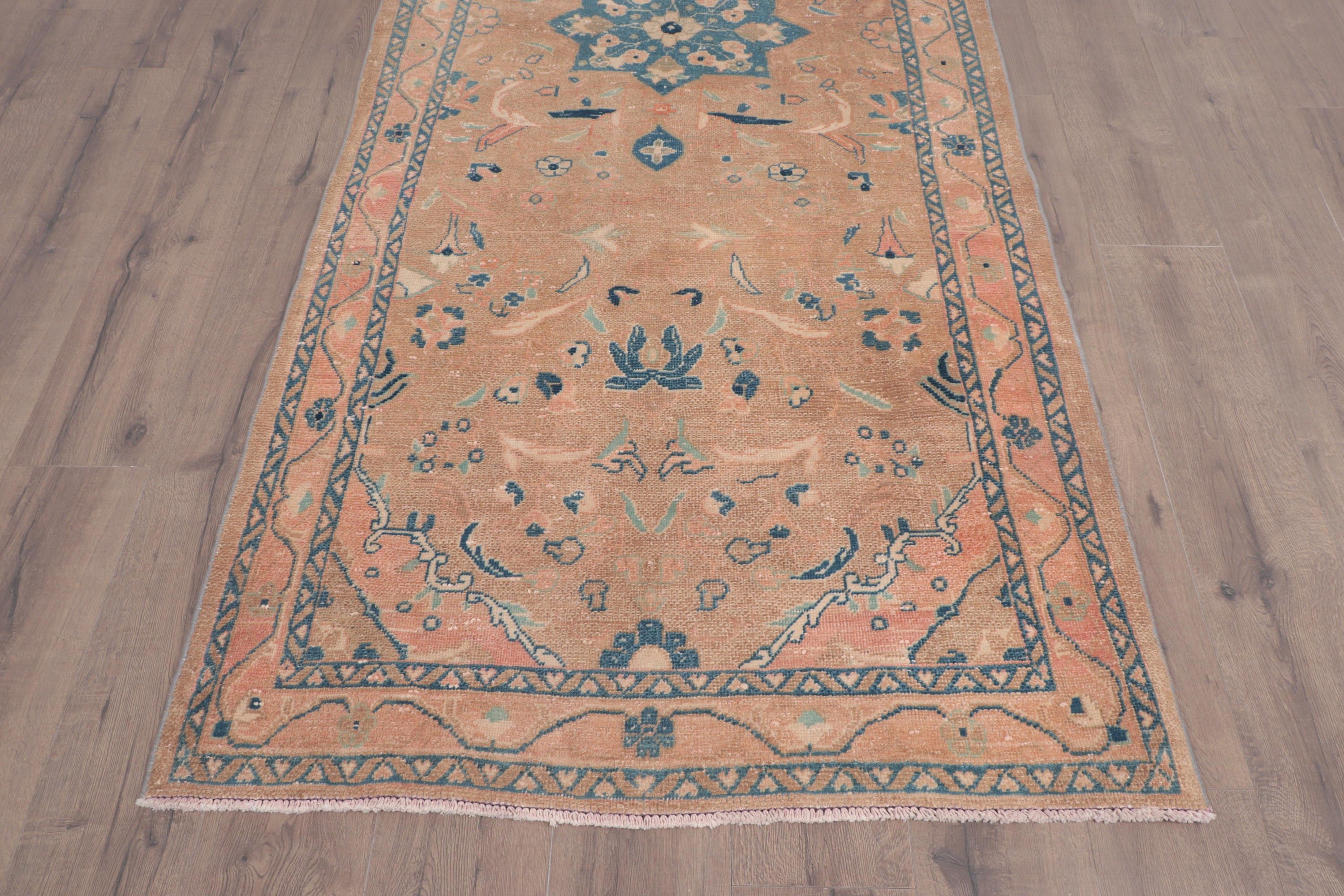 3.8x10 ft Runner Halı, Kahverengi Fas Halısı, Boho Halı, Vintage Halı, Uzun Yolluk Halıları, Havalı Halılar, Beni Ourain Runner Halısı, Türk Halıları