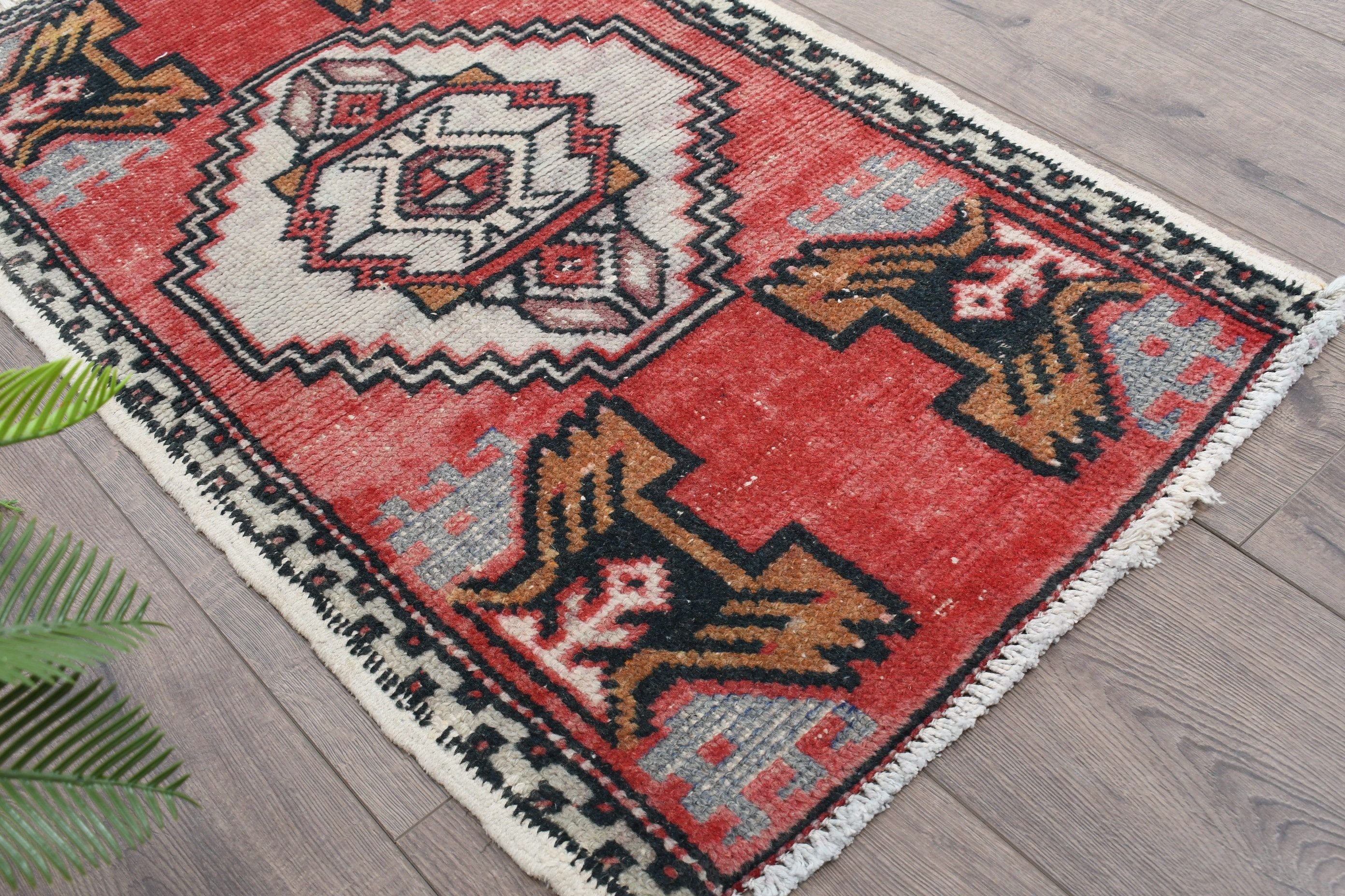 Red Wool Rugs, Vintage Rugs, Turkish Rug, Rugs for Door Mat, 1.7x3 ft Small Rug, Antique Rug, Wall Hanging Rug, Moroccan Rug, Car Mat Rug