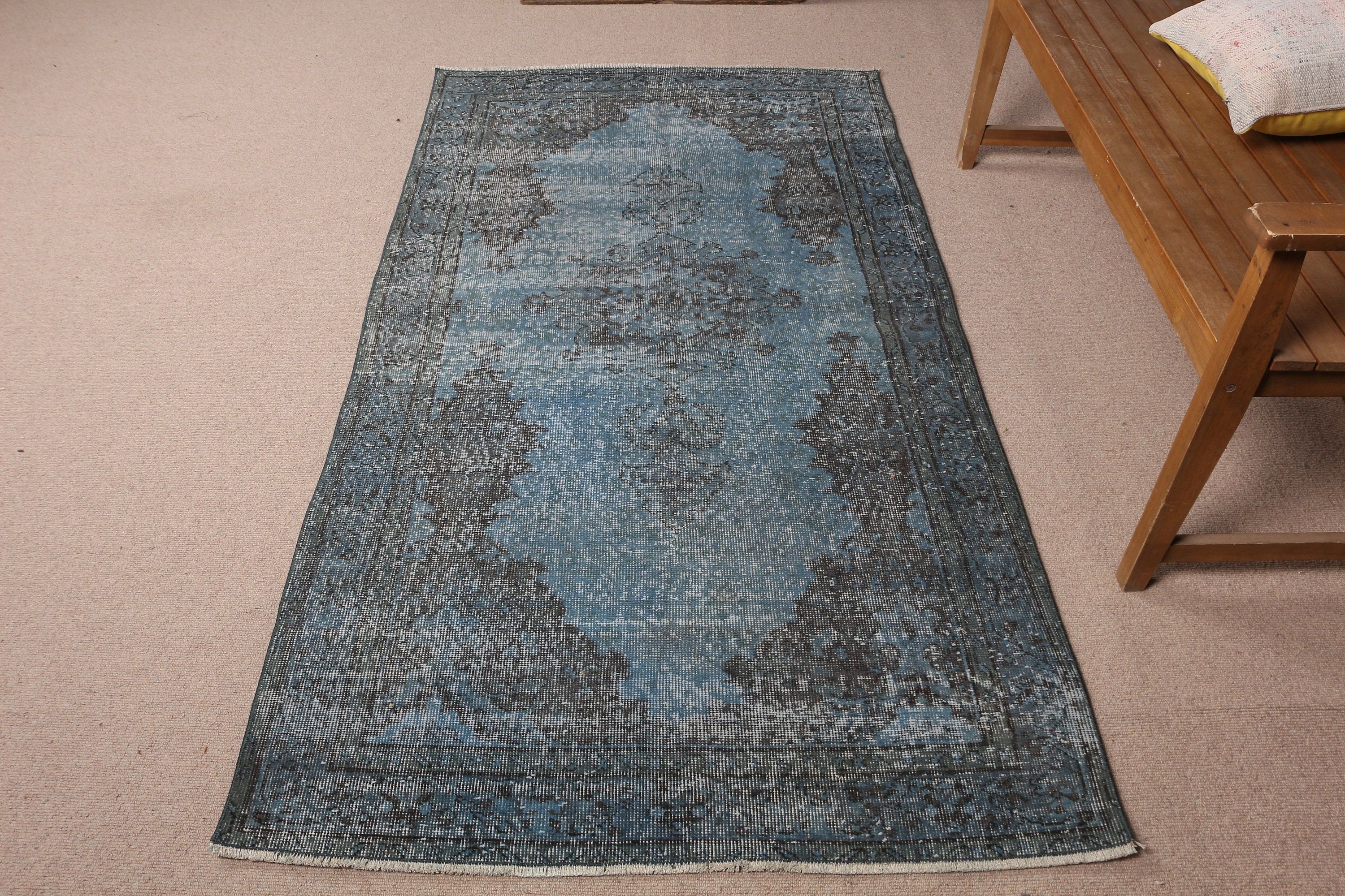 Antique Rug, Blue Cool Rugs, Bedroom Rug, Vintage Rugs, Turkish Rugs, Nursery Rugs, Rugs for Nursery, Moroccan Rug, 3.7x6.9 ft Area Rugs