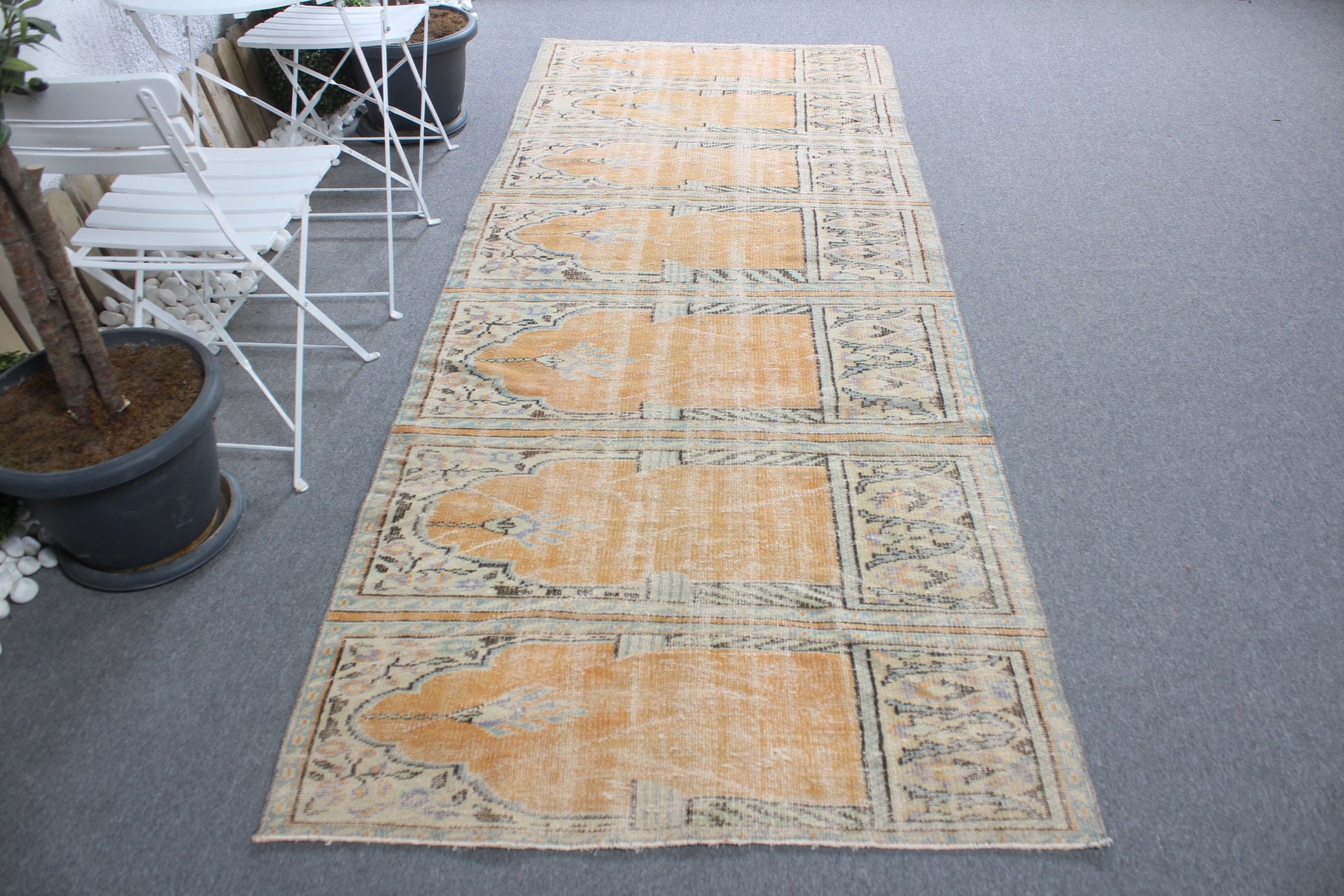 Mutfak Halıları, Turuncu Oryantal Halı, Türk Halısı, Merdiven Halısı, 3,9x9,9 ft Runner Halısı, Ev Dekor Halısı, Eski Halılar, Yer Halısı, Vintage Halı